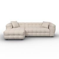 Wohnlandschaft Magda Creme Bouclé - Creme/Schwarz, MODERN, Holz/Kunststoff (157/270cm) - Bessagi Home