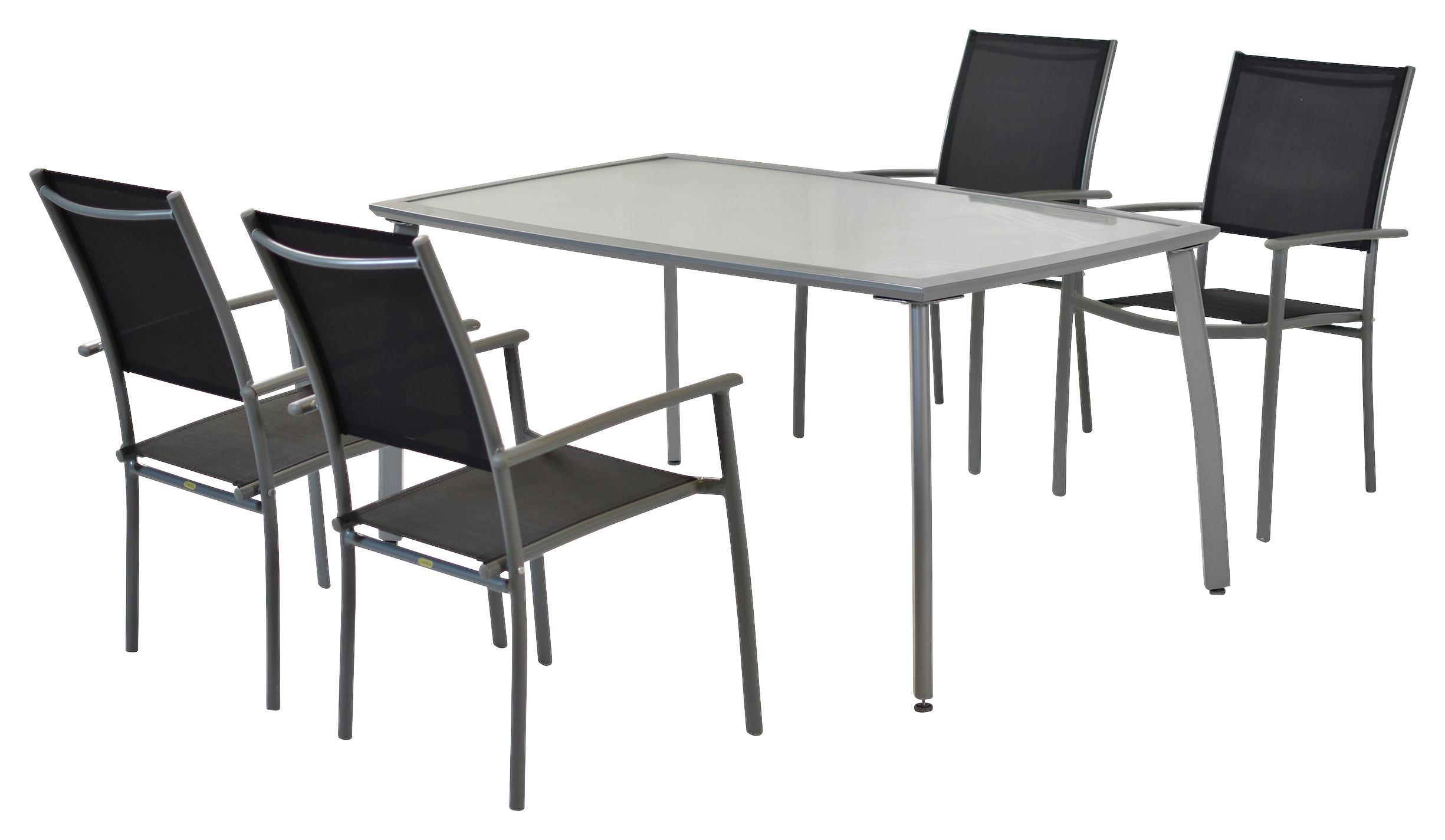 Vrtni Set Milano, 5-Delni - srebrne barve/črna, Moderno, kovina/tekstil - Gardenson