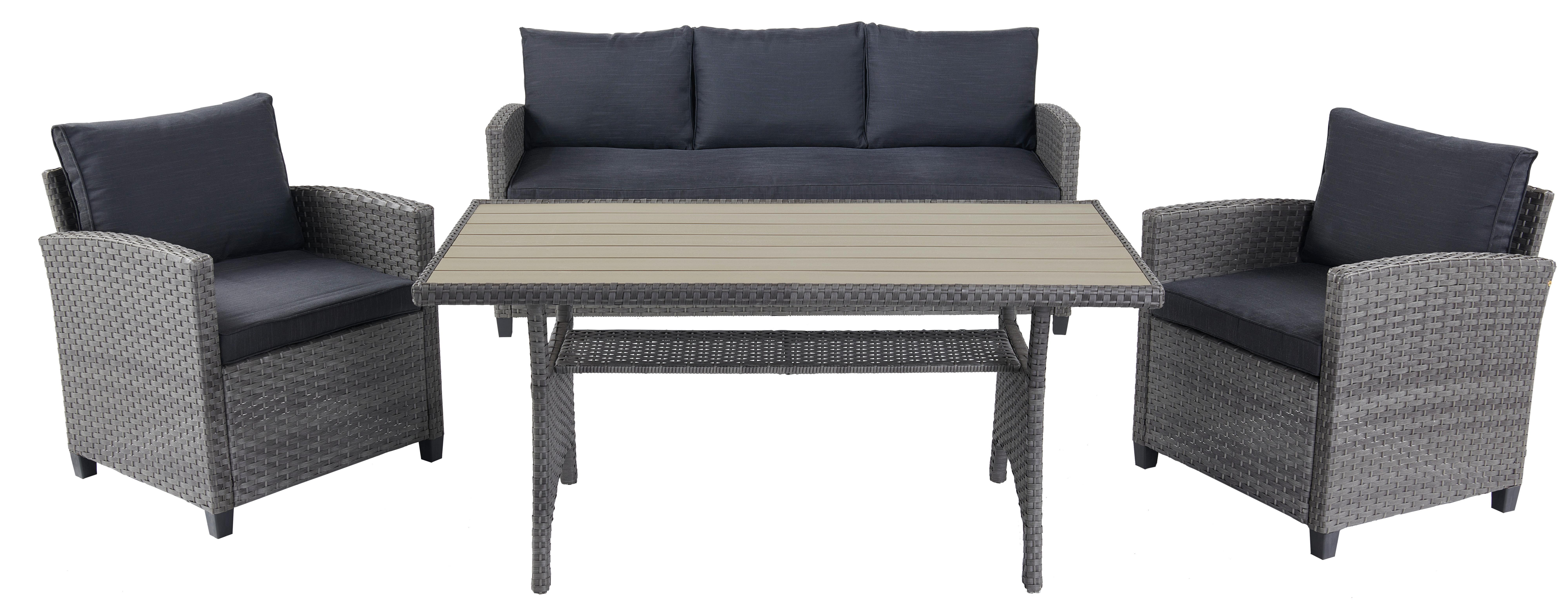 Lounge Garnitura Lisabon, Siva, Rjava, 4-Delni Set - siva/rjava, Moderno, kovina/umetna masa - Modern Living