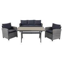 Lounge Garnitura Lisabon, Siva, Rjava, 4-Delni Set - siva/rjava, Moderno, kovina/umetna masa - Modern Living