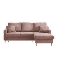 Ecksofa Valenina Cord ca. 228x150 cm Rosa - Rosa/Naturfarben, Design, Holz/Textil (228/150cm) - P & B