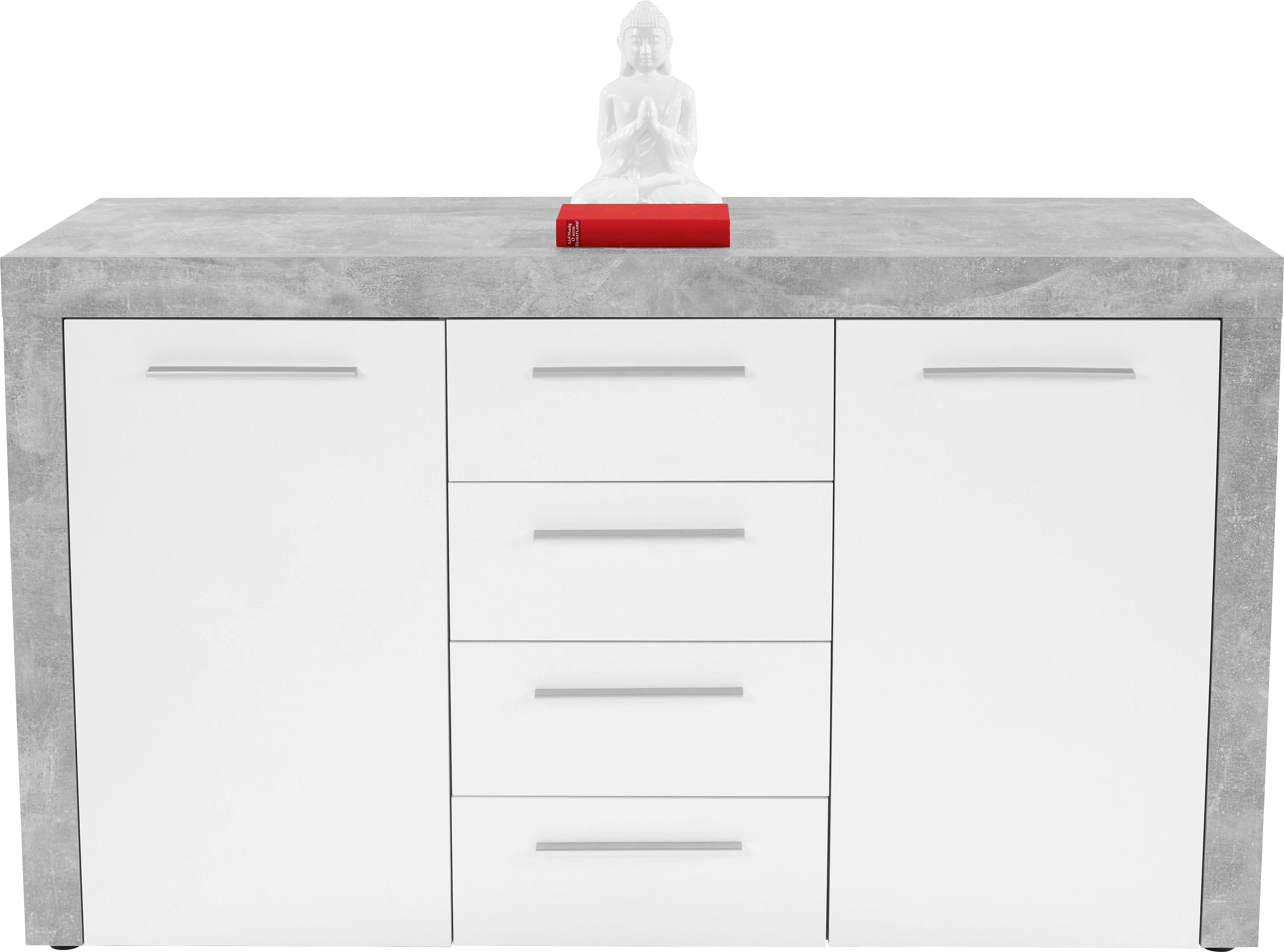 Komoda Focus, Bela, Siva - siva/črna, Moderno, leseni material (149/86/45cm) - Mömax