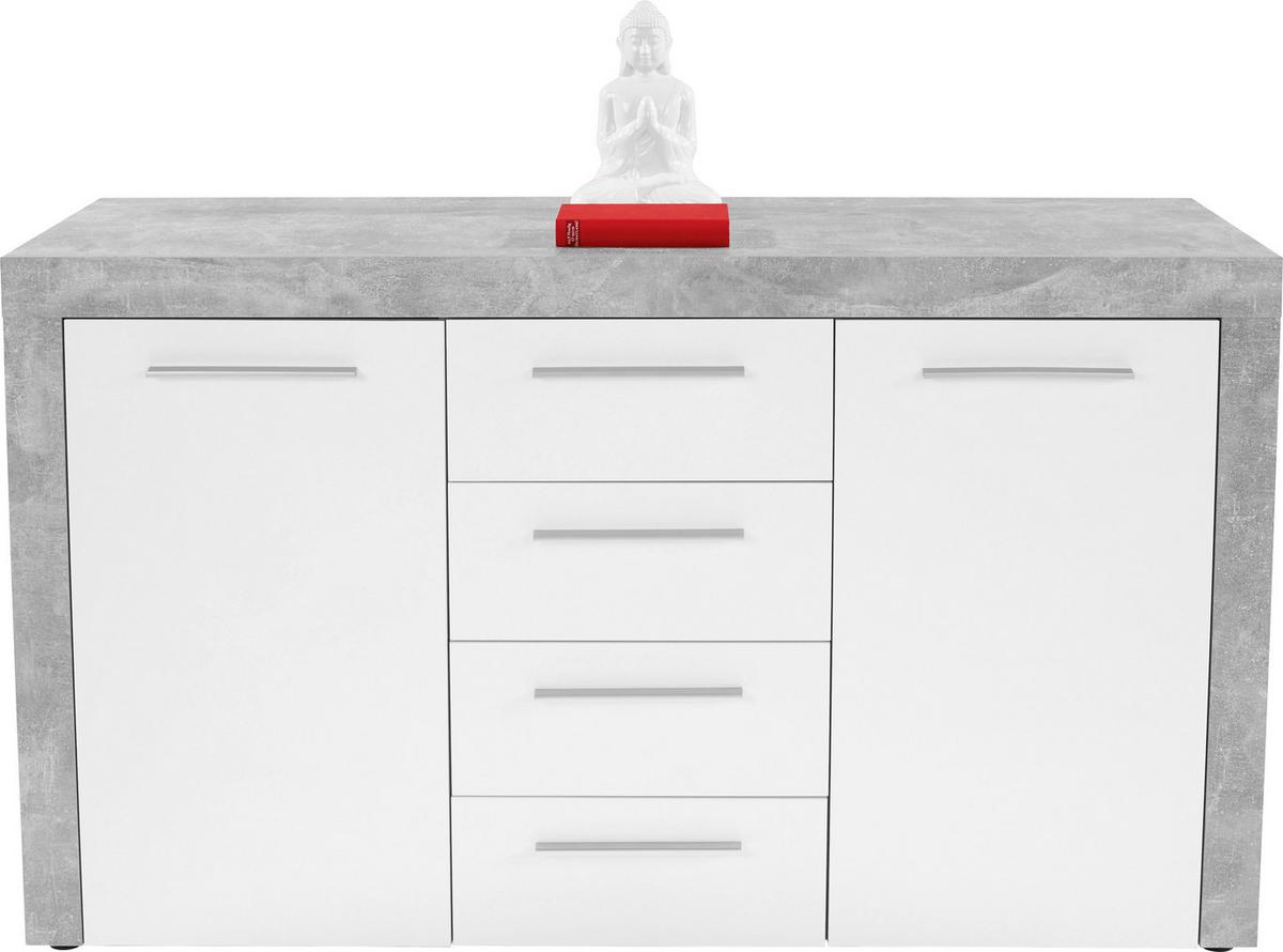 Comodă Focus - alb/gri, Modern, material pe bază de lemn (149/86/45cm) - Modern Living