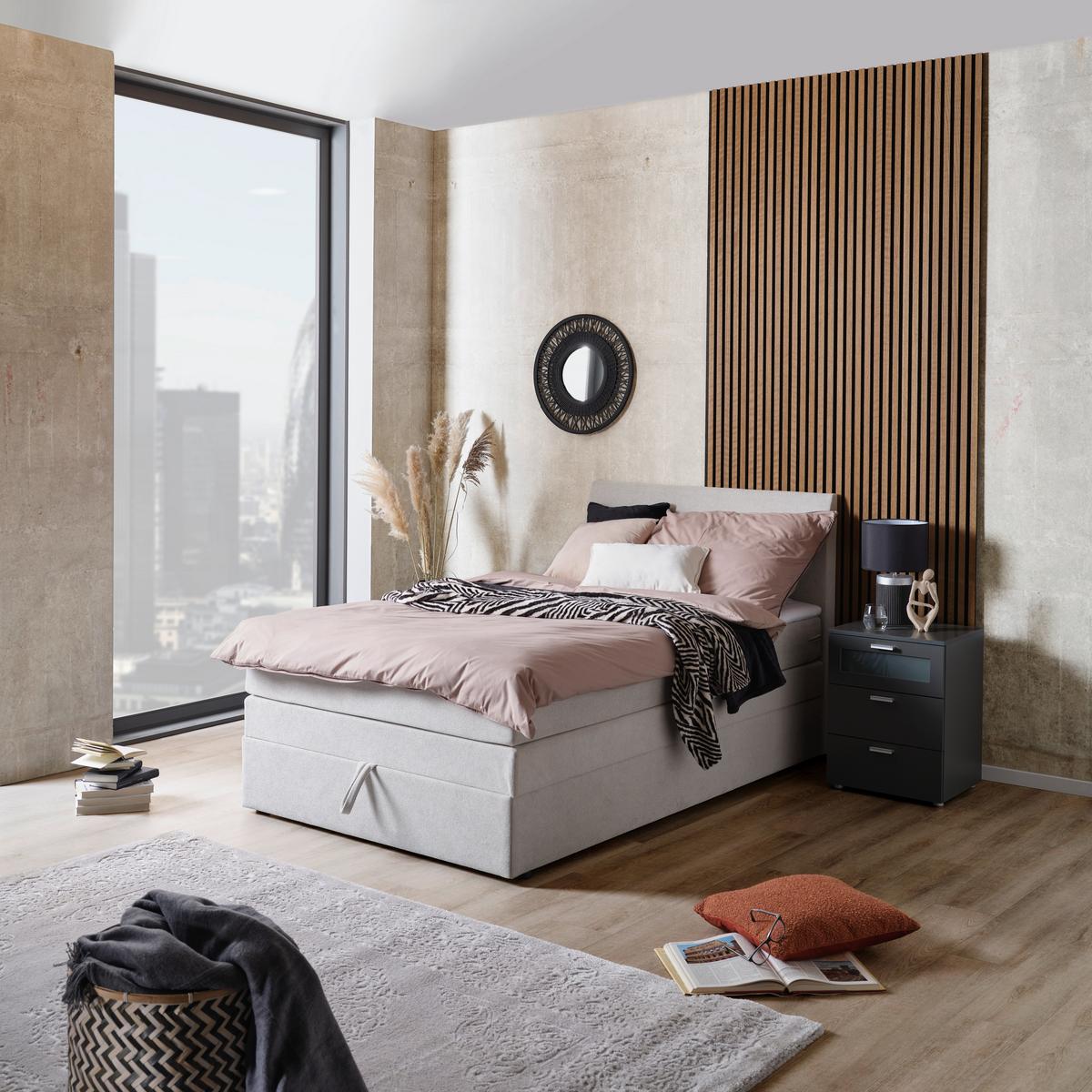 PAT BOXSPRING WICKIE - gri deschis, Konventionell, lemn/metal (140/200cm)