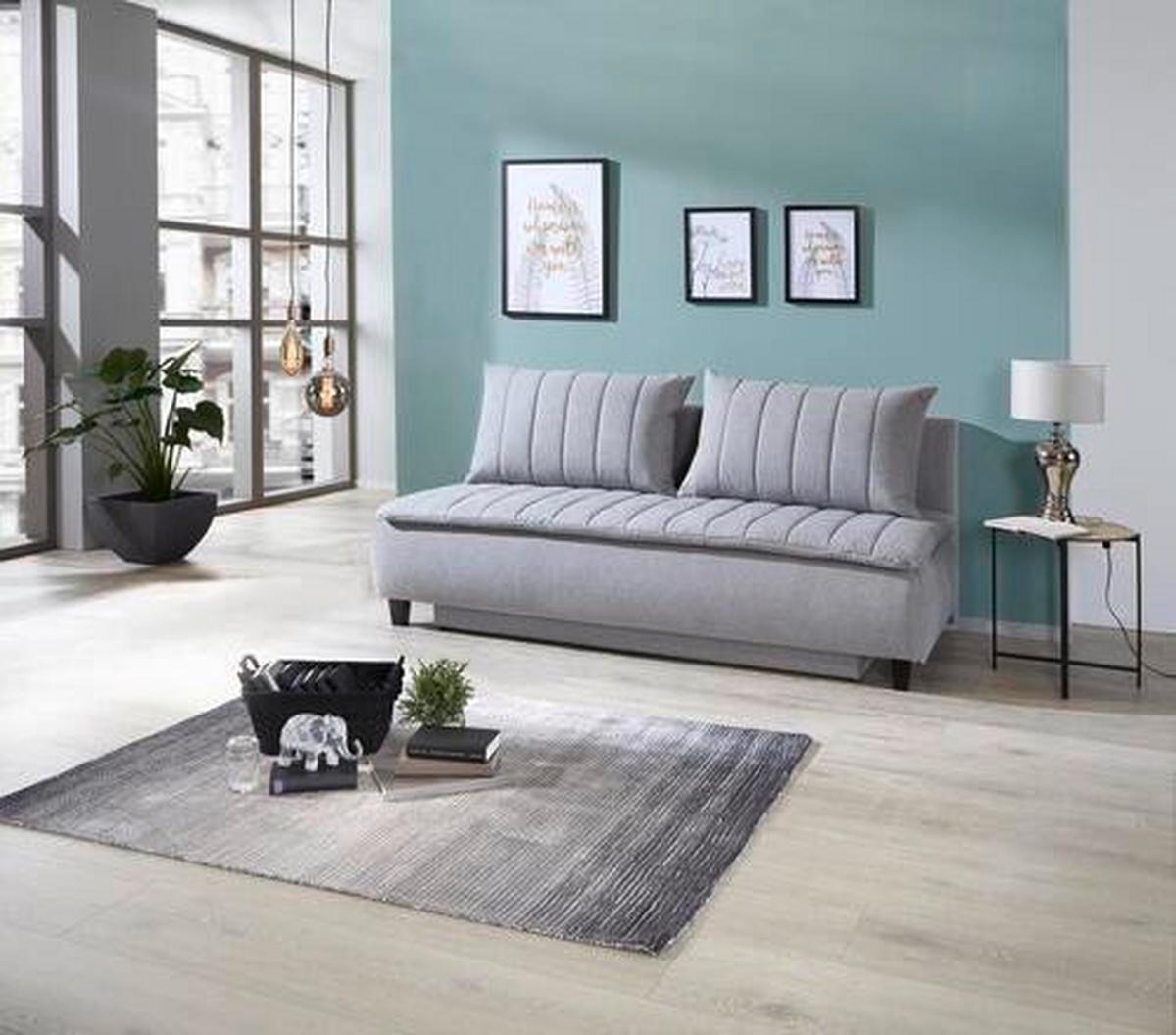 Canapea Boxspring Marino - gri deschis, Modern, textil (208/102/96cm) - Luca Bessoni