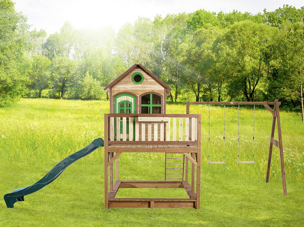 Spielhaus Axi Liam - Braun, Basics, Holz (588/305/270cm) - Ambia Garden