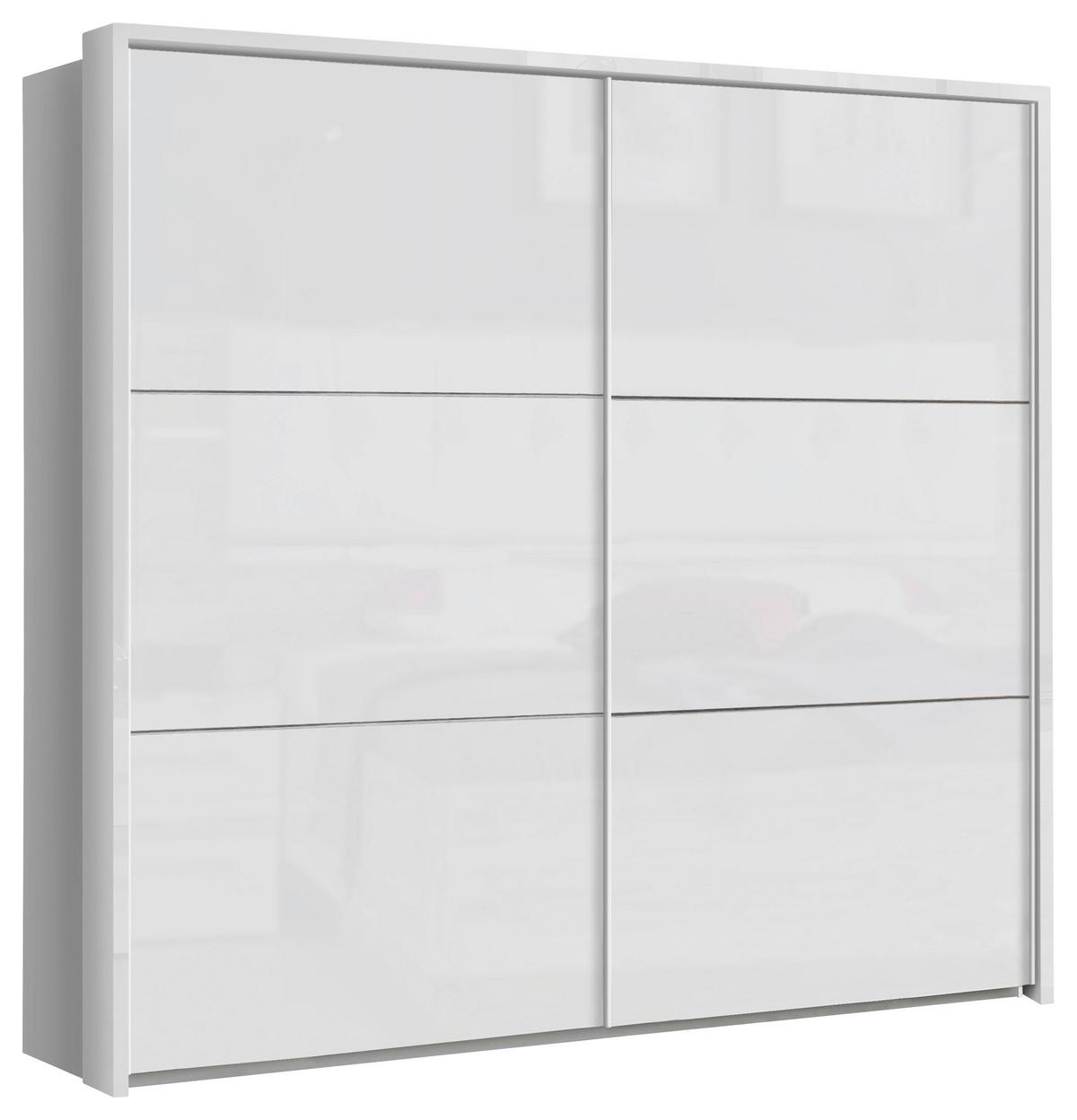 Omara Z Drsnimi Vrati Leader, Bela - bela/visoki sijaj, Design, kovina/leseni material (220/209,7/61,2cm) - home24
