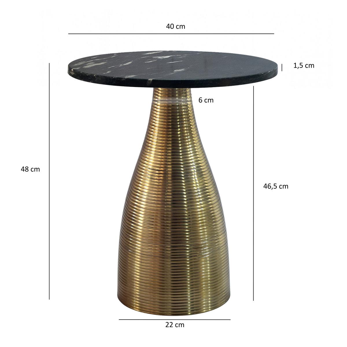 Beistelltisch Wl7.514 - Goldfarben/Schwarz, Design, Stein/Metall (40/40/48cm) - Livetastic