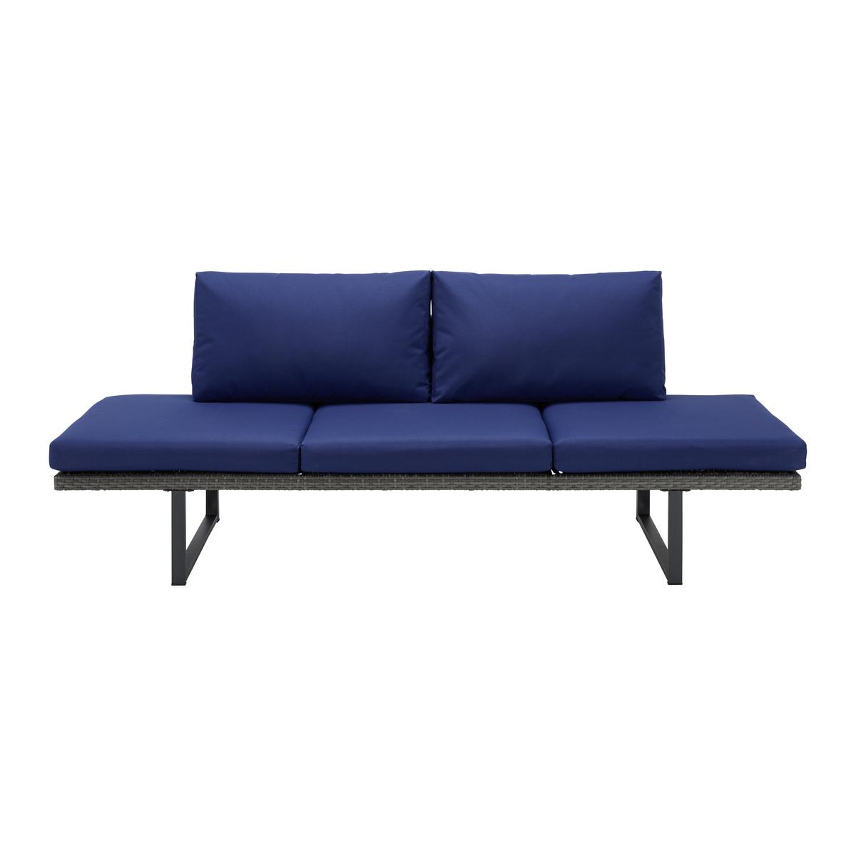 Gartenliege Antonella Blau Kunststoff/Metall/Textil - Dunkelblau, MODERN, Kunststoff/Textil (219/81/70cm) - Bessagi Garden