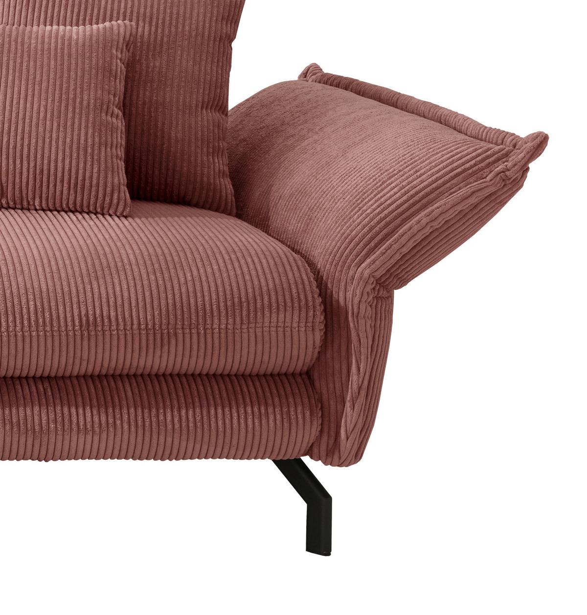 Wohnlandschaft Lava Koralle Cord - Koralle/Schwarz, MODERN, Textil/Metall (180/255cm) - Livetastic