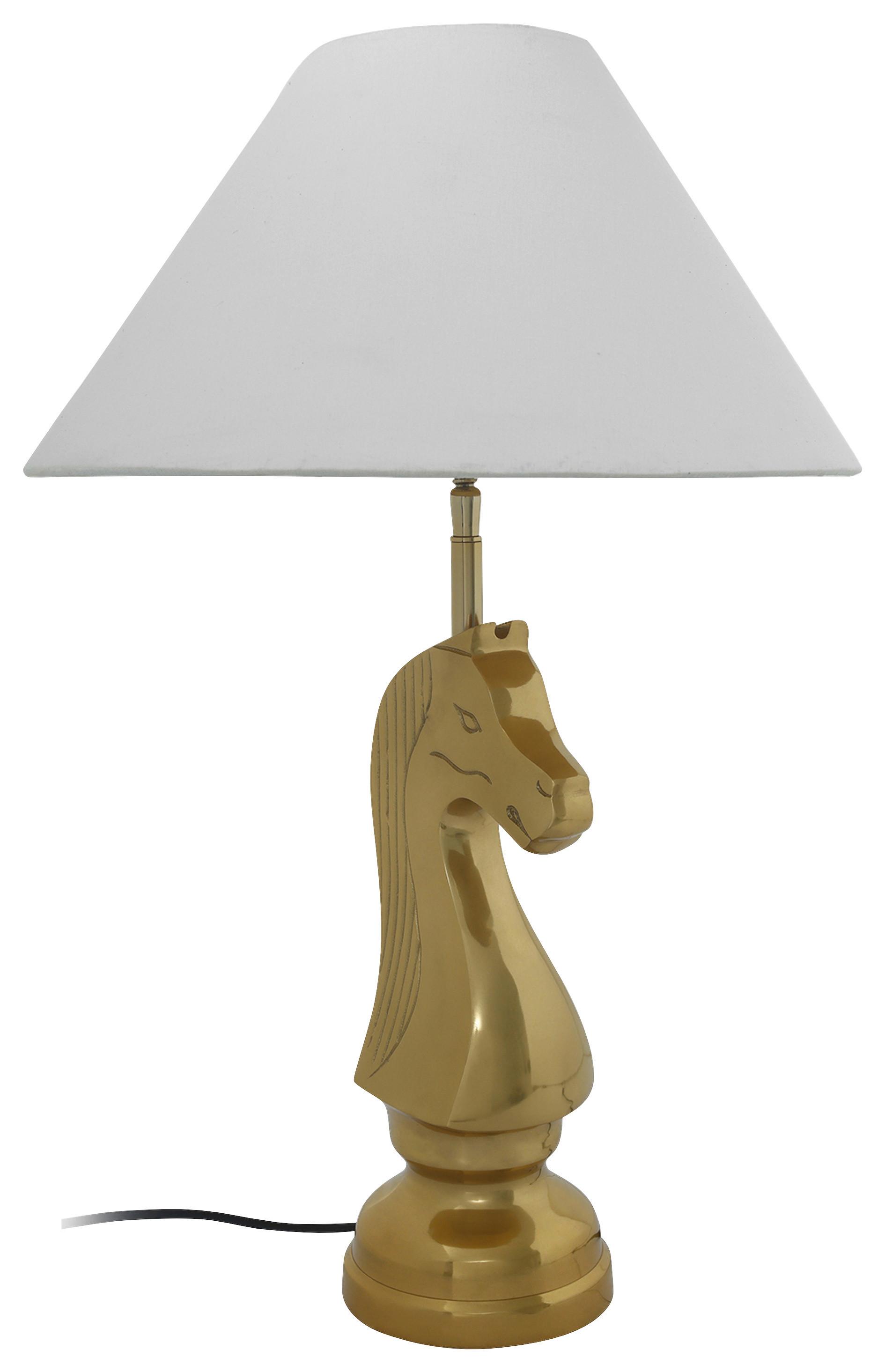Tischleuchte Shah 100 Weiss - Weiss/Goldfarben, Basics, Textil/Metall (40/14/62cm) - Kayoom