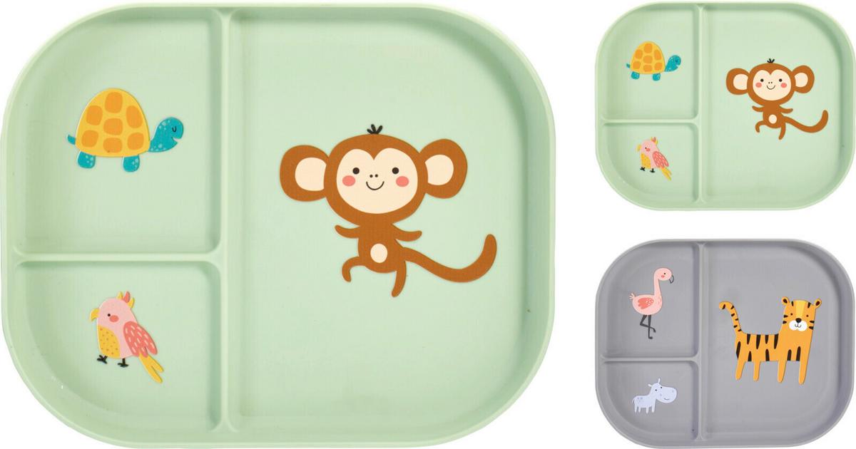 Kínálótál Kids Collection - világoszöld/szürke, műanyag (22/17,8/2,1cm)