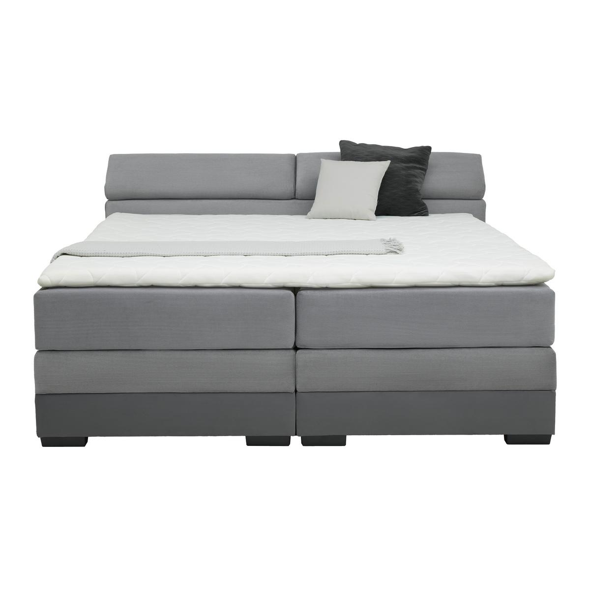 Postelja Boxspring Sevilla, Siva, 160x200 - siva/črna, Konvencionalno, umetna masa/tekstil (160/200cm) - Premium Living