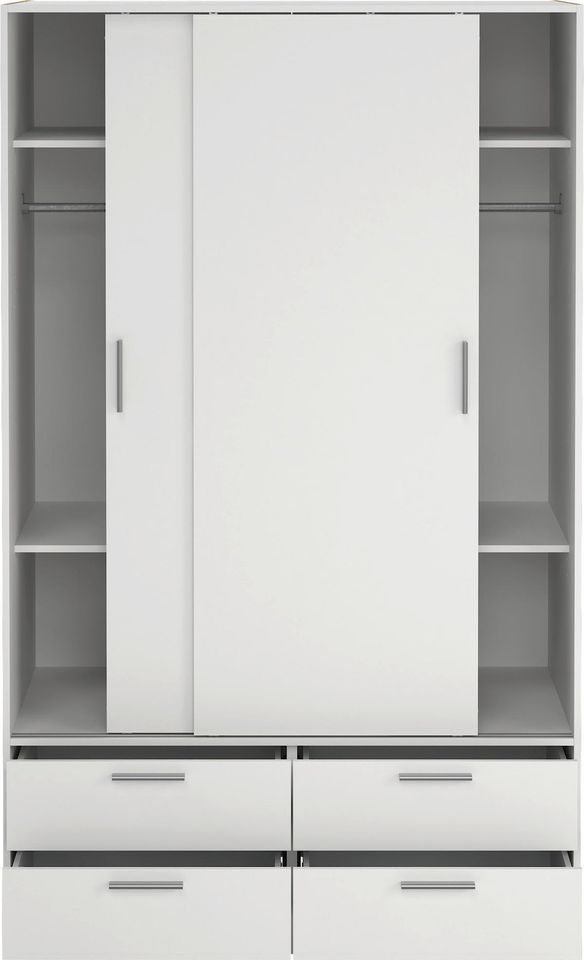 Omara Z Drsnimi Vrati Line, Bela - srebrne barve/bela, Moderno, kovina/leseni material (121,2/200/60,3cm) - MID.YOU