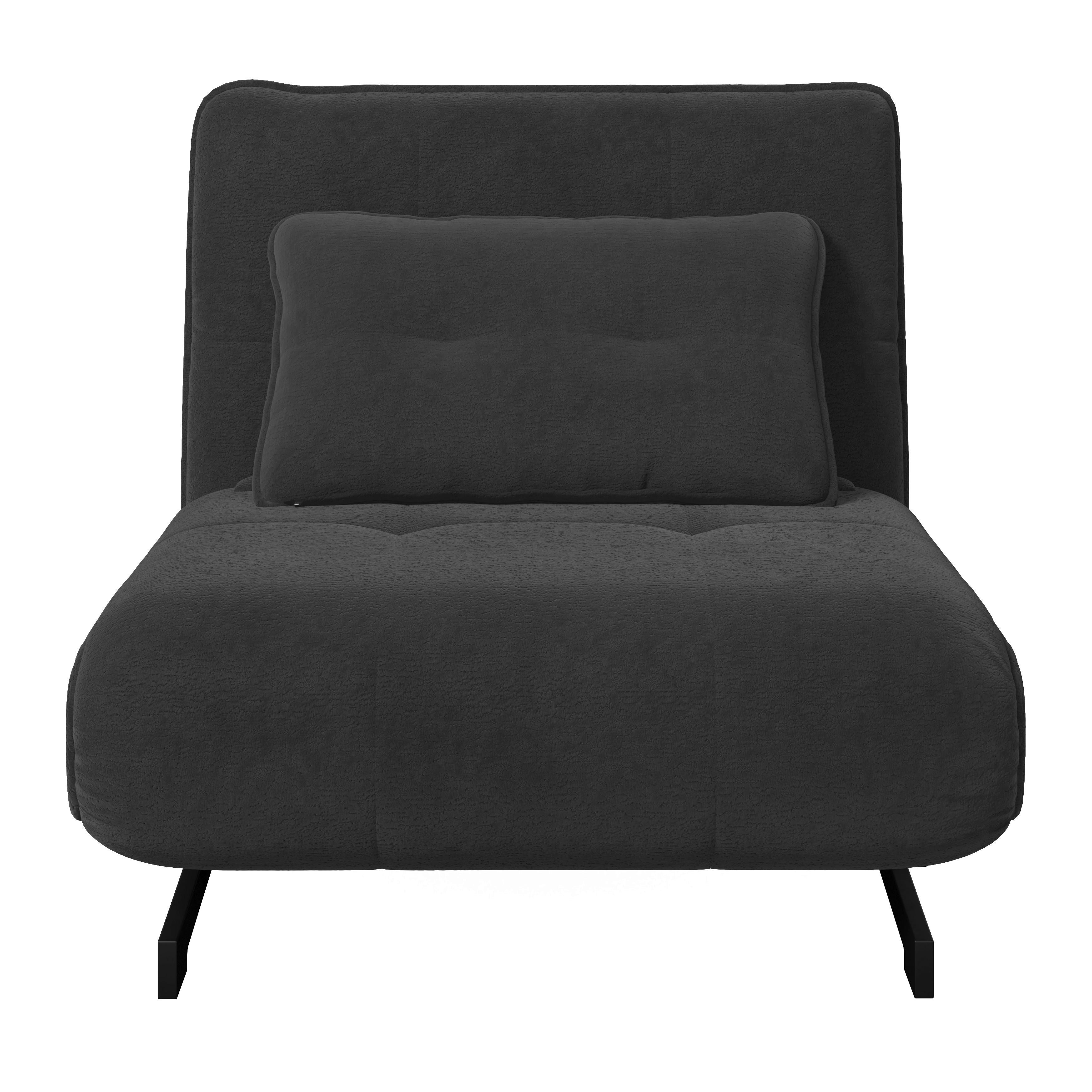 BÄDDFÅTÖLJ LUNA - mörkgrå/svart, Modern, metall/textil (92/86/80cm) - Bessagi Home
