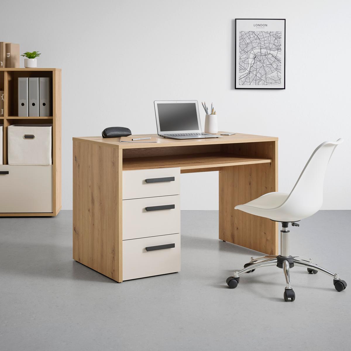 Schreibtisch Casa Mia Kaschmirfarben - Kaschmir/Anthrazit, KONVENTIONELL, Holzwerkstoff/Metall (110/60/76cm) - Mömax