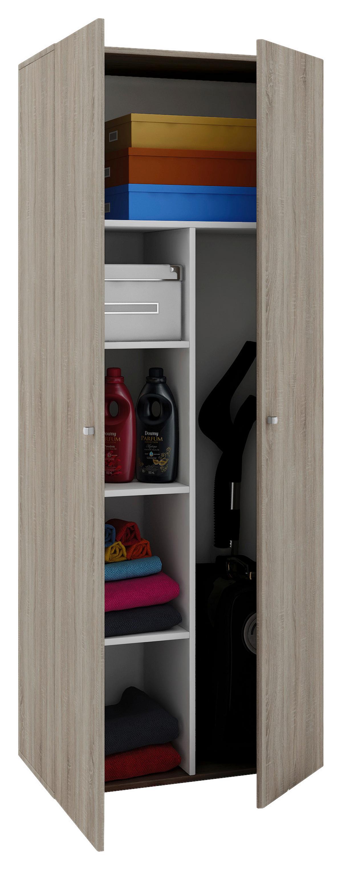 Mehrzweckschrank Vandol ca. 70x178x40 cm Eichefarben - Eichefarben/Silberfarben, Basics, Holzwerkstoff/Kunststoff (70/178/40cm) - MID.YOU