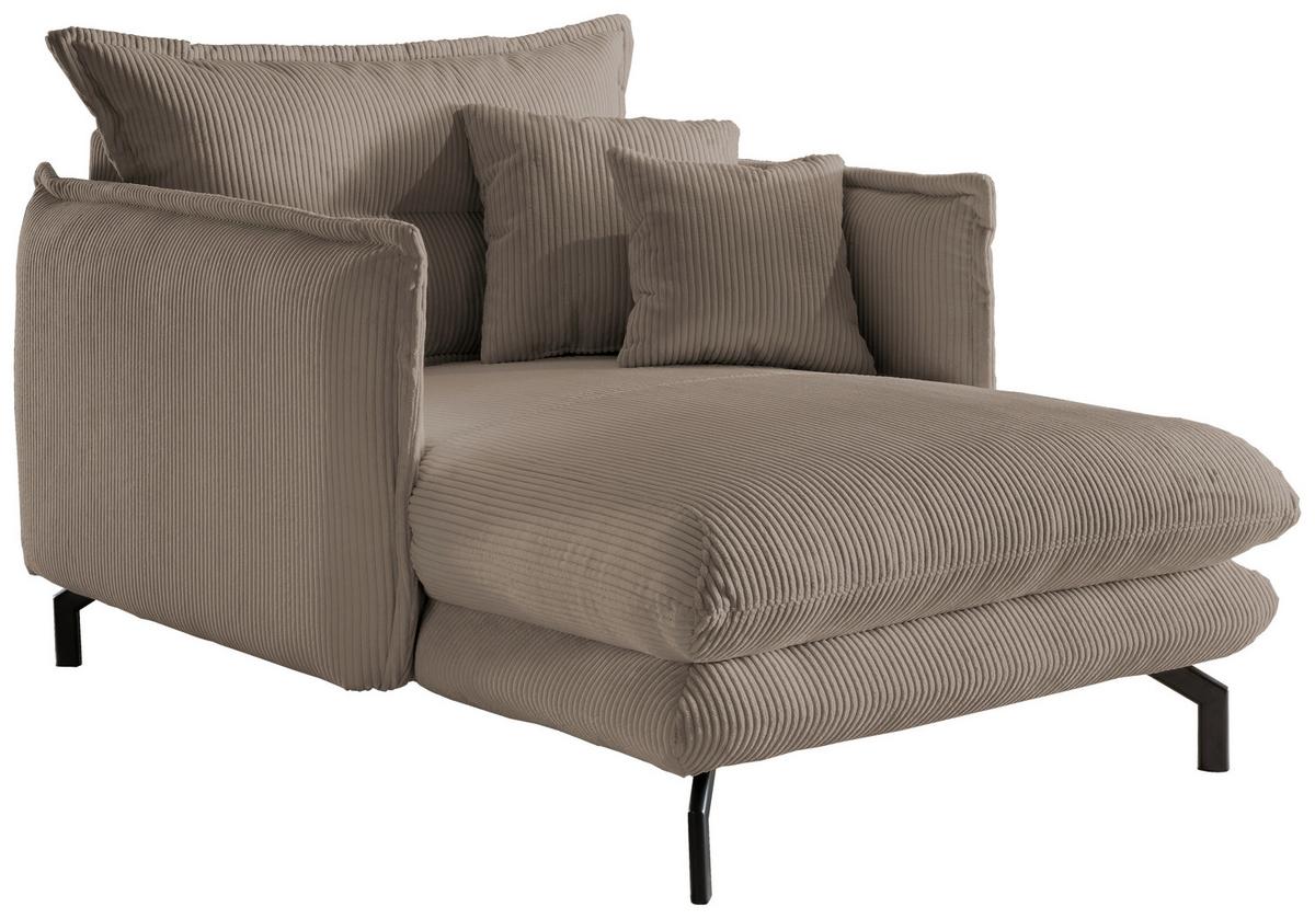 Relaxsessel Lava Graubraun Cord - Graubraun/Schwarz, MODERN, Textil/Metall (111/101/167cm) - Livetastic