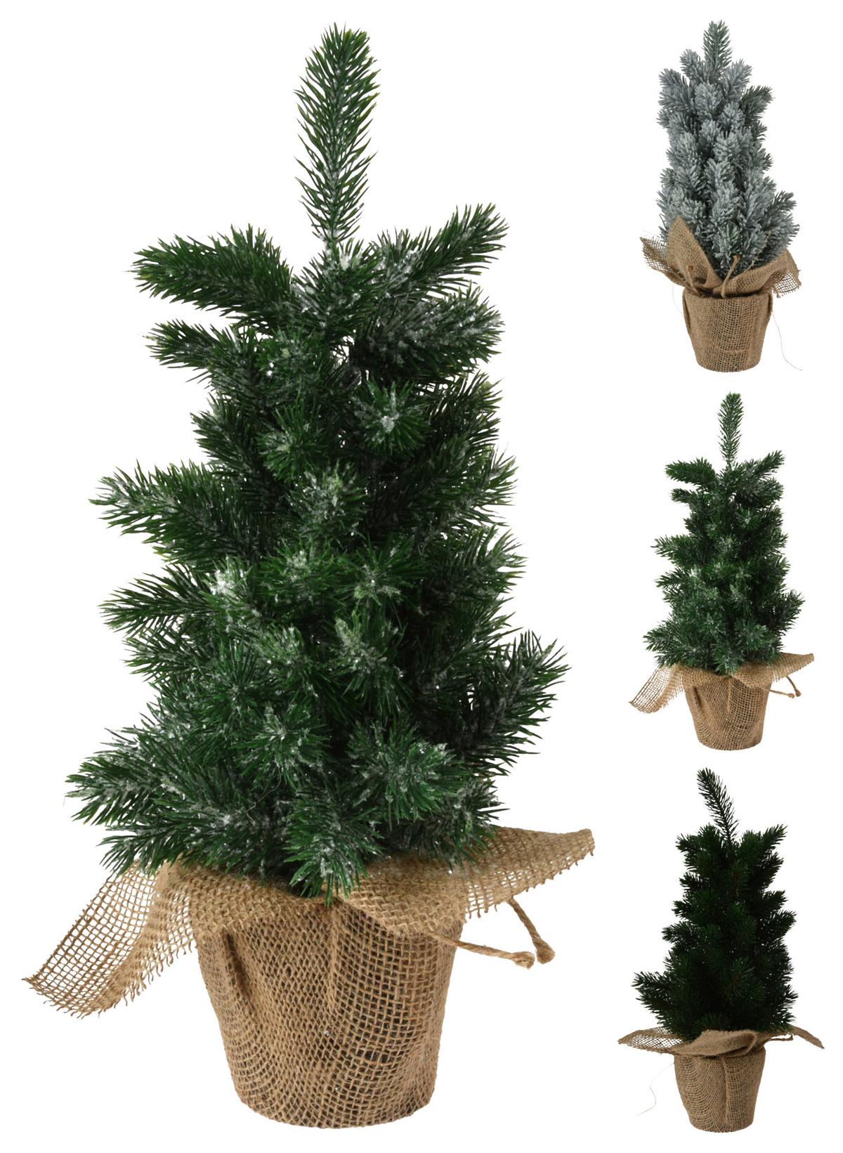 Dekor Műfenyő X-Mas Tree - sötétzöld/fehér, műanyag (45cm)