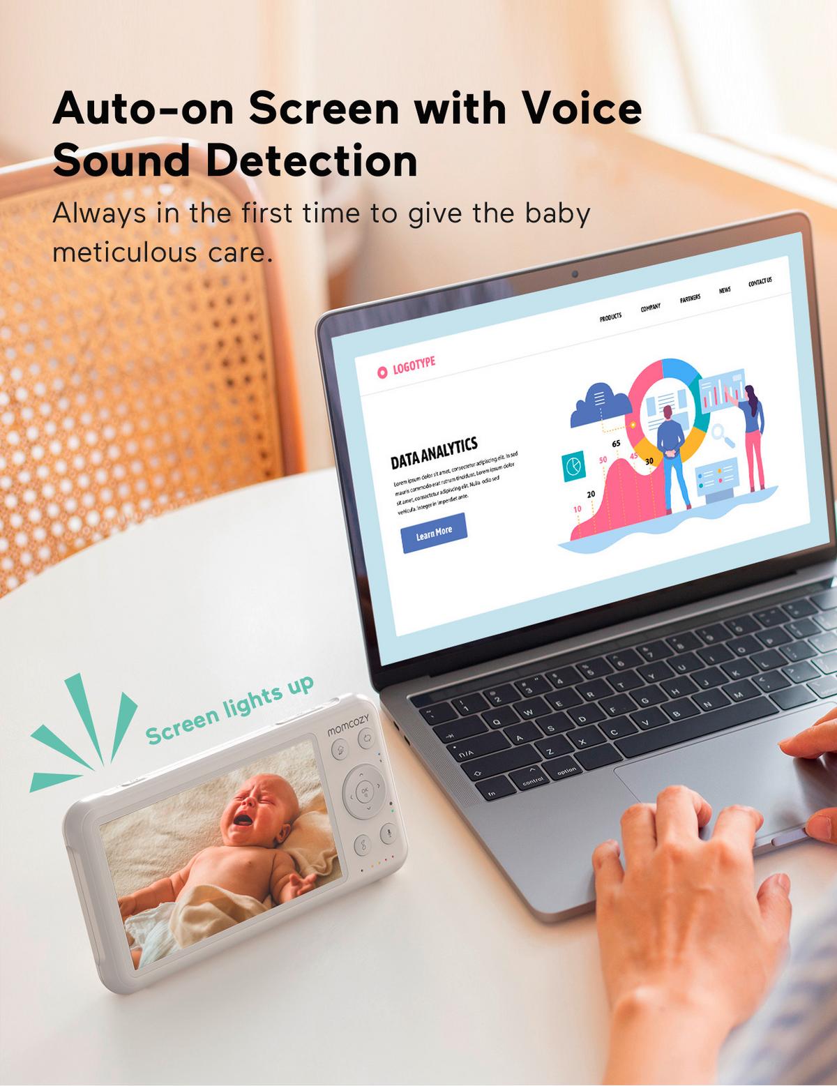 ELEKTRONICZNA NIANIA MOMCOZY VIDEO-BABYPHONE - Basics (17,7/10,9cm) - Momcozy