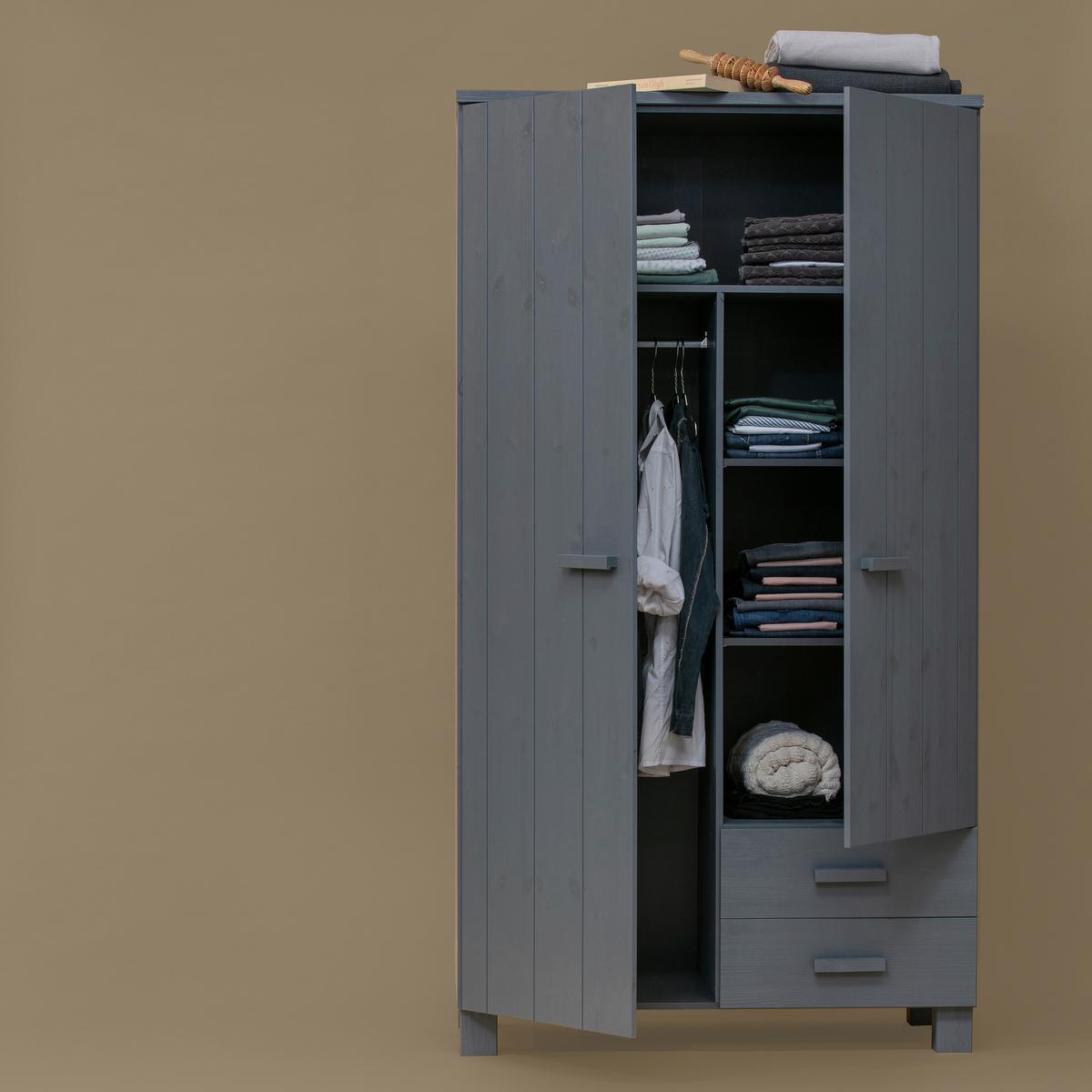 Garderobenschrank Dennis Dunkelgrau - Dunkelgrau, Design, Holz/Holzwerkstoff (111/202/55cm) - Livetastic