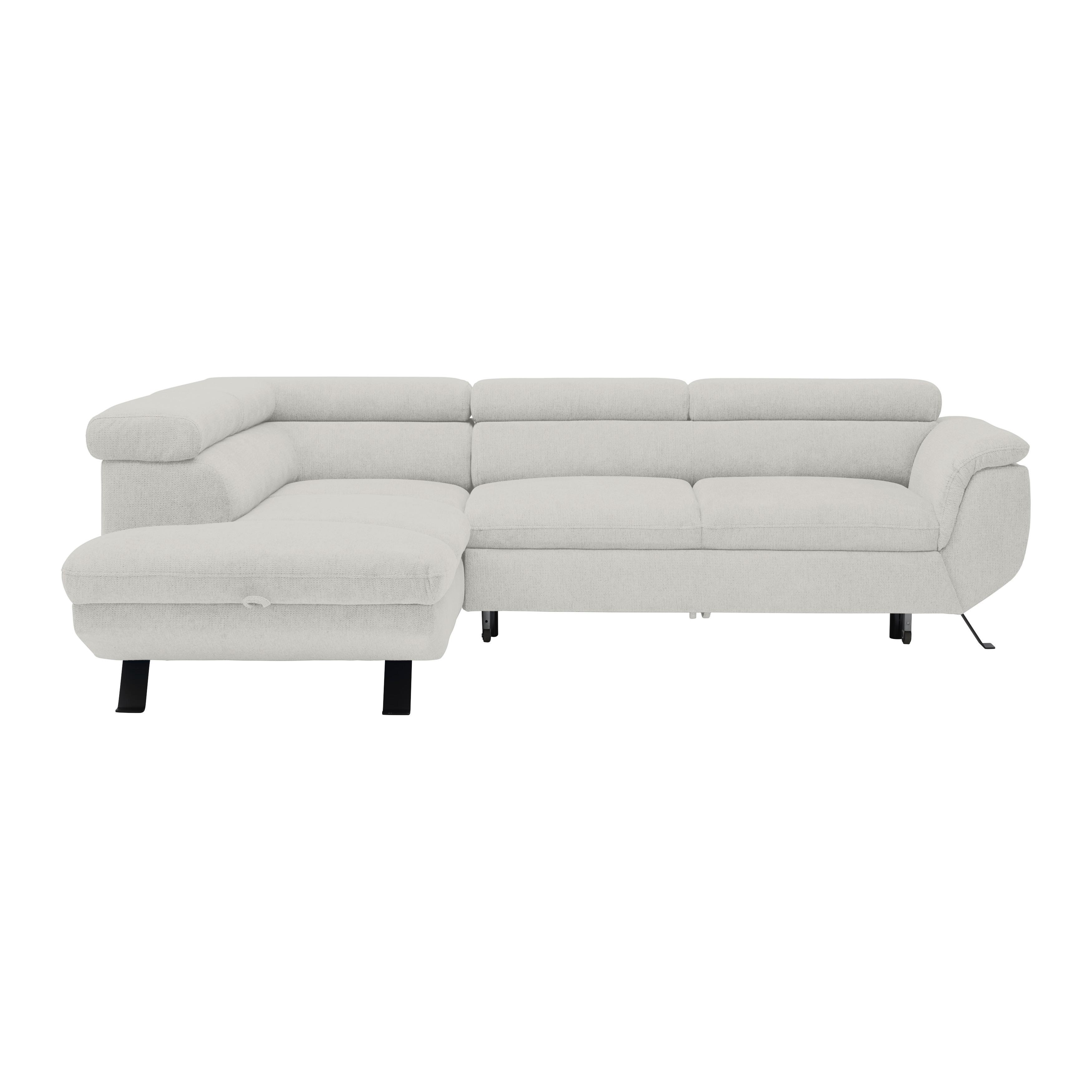 Ecksofa Raven Grauweiß - Grauweiß/Schwarz, MODERN, Textil/Metall (198cm) - Mömax