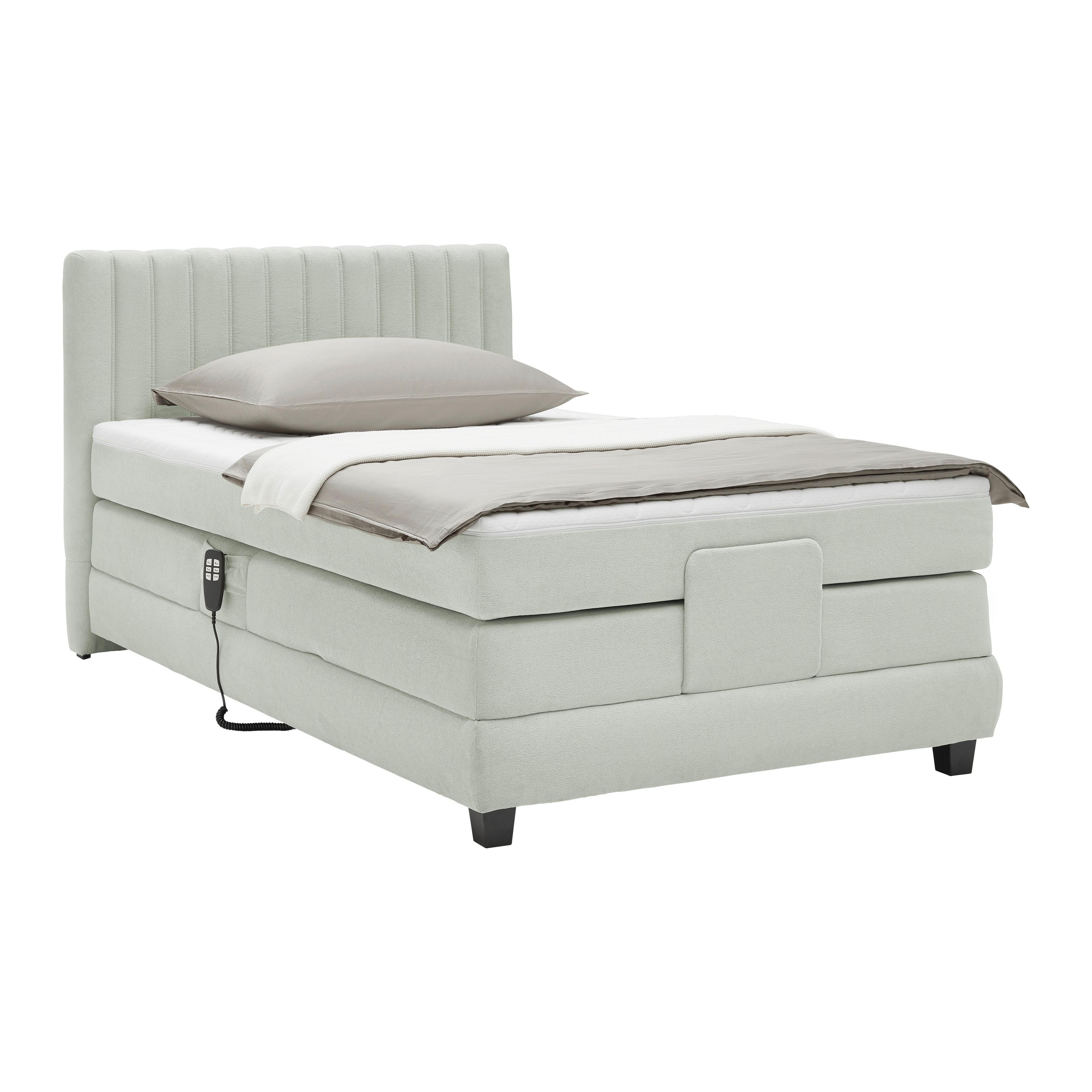 Boxspringbett Dixon Hellgrau ca. 100x200cm - Hellgrau/Schwarz, Konventionell, Holz/Holzwerkstoff (100/200cm) - Premium Living