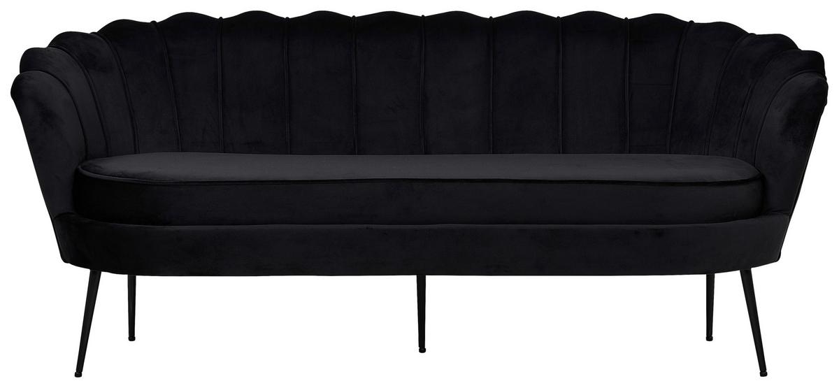 Sofa Calais ca. 180 cm Schwarz Samt - Schwarz, Design, Textil/Metall (180/78.5/78cm) - Livetastic
