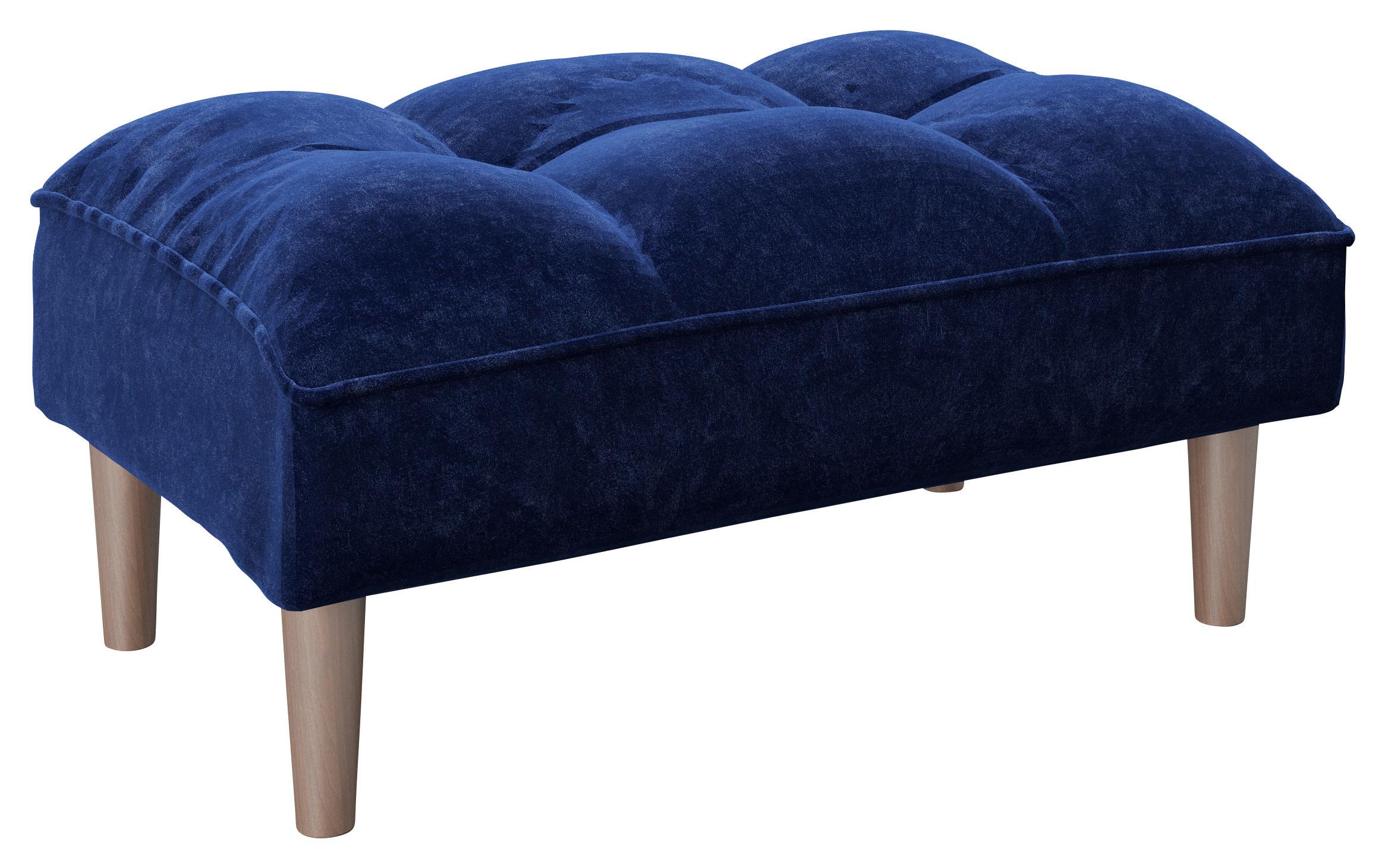 Hocker Scarlett Blau Samt - Blau, KONVENTIONELL, Holz/Textil (88/43,5/57cm) - Playboy