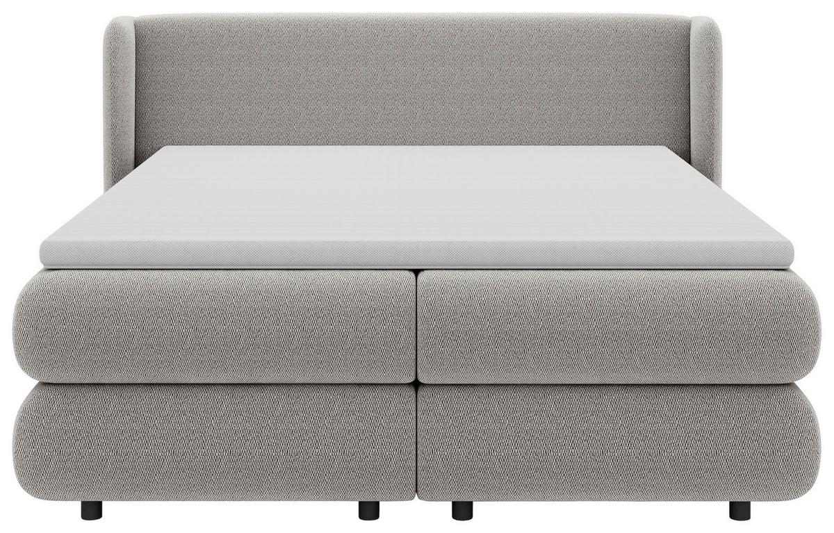 Boxspring Krevet Elodie - siva/crna, Konvencionalno, tekstil/plastika (160/200cm) - Premium Living