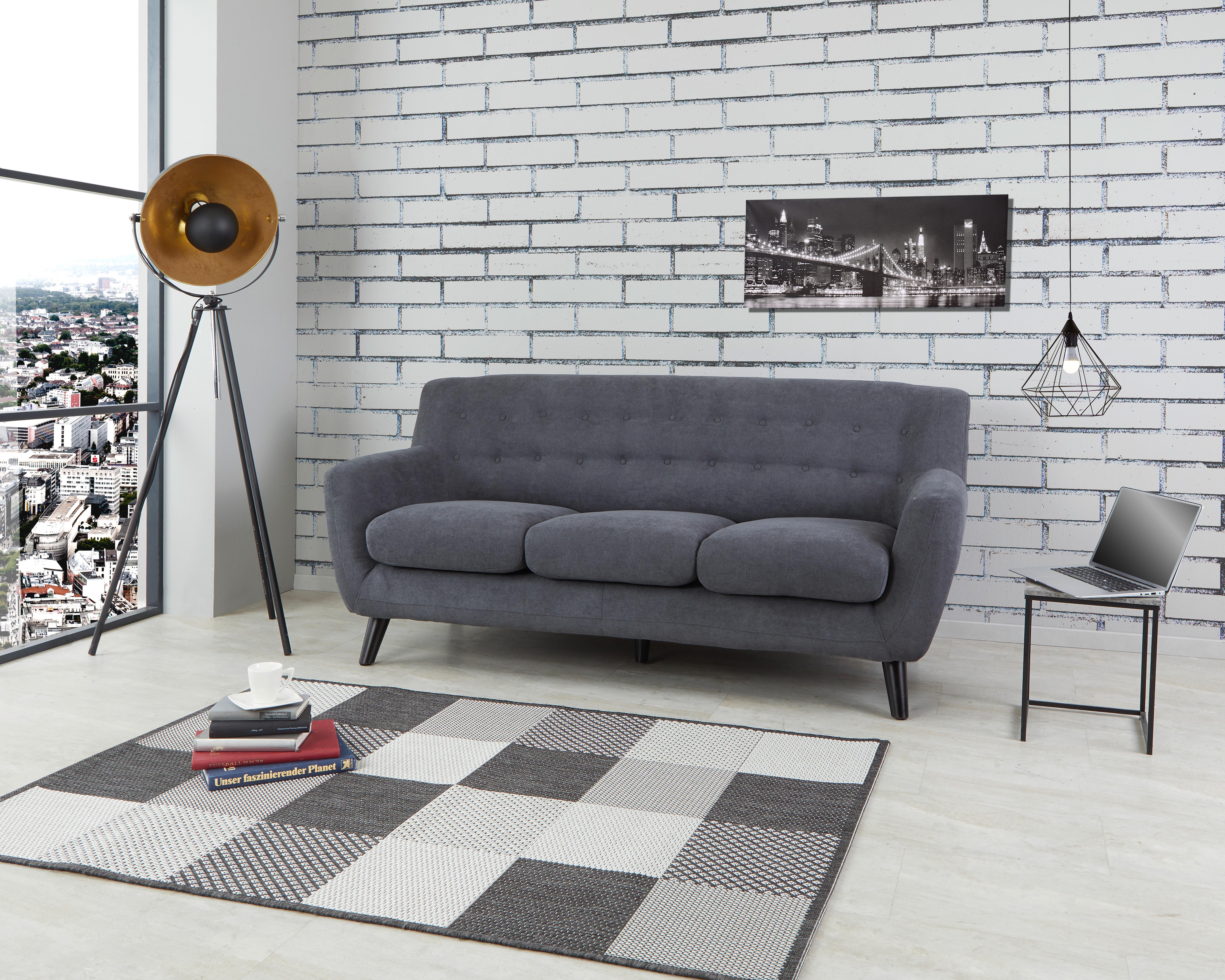 Trosed Monaco, Mikrovlakna, Temno Siva - temno siva/črna, Moderno, tekstil/les (181/82/85cm) - Modern Living