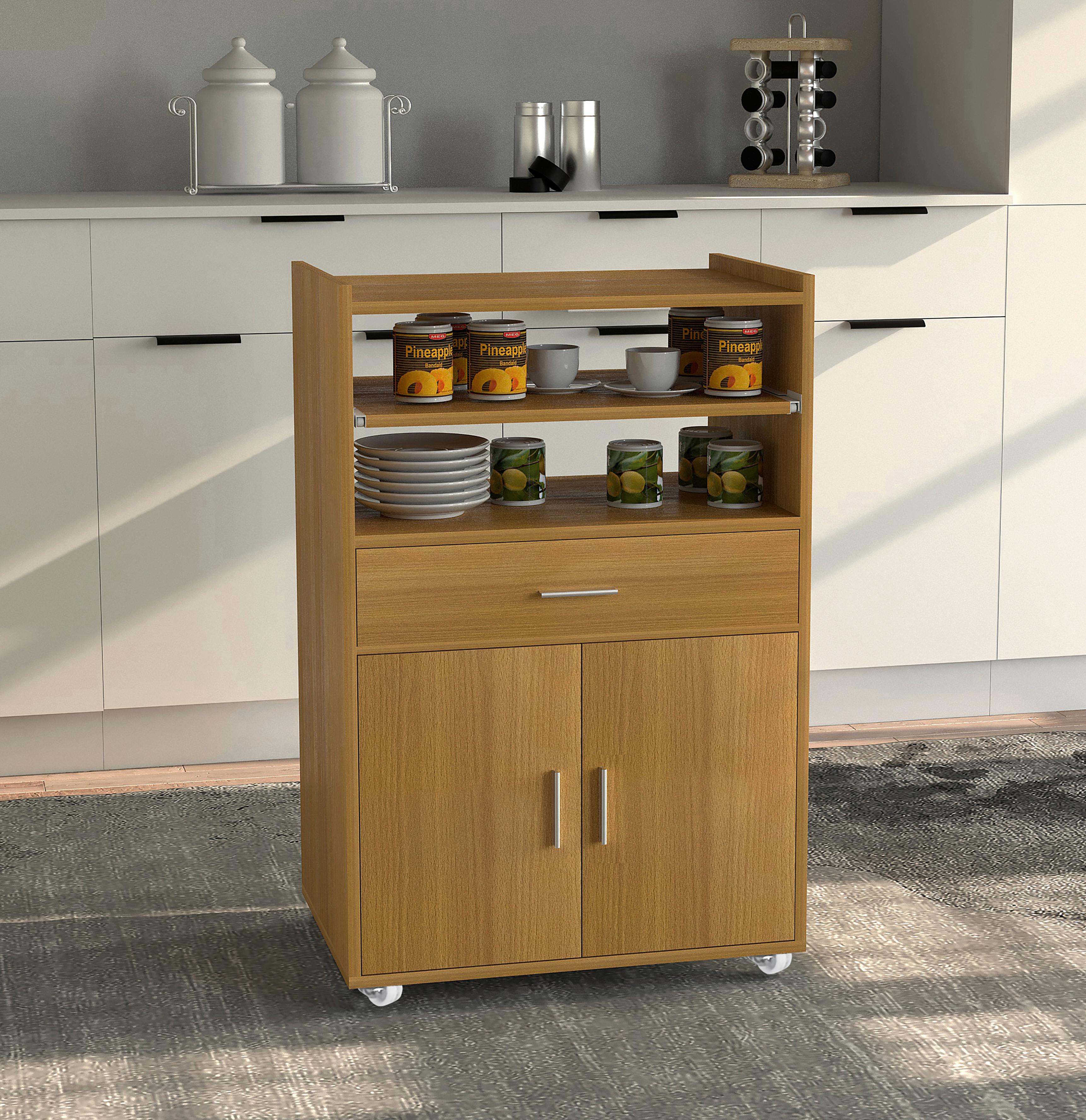 Servierwagen Kiola ca. 59x92 cm Buchefarben - Silberfarben/Buchefarben, Basics, Holzwerkstoff/Kunststoff (59/92/40cm) - MID.YOU