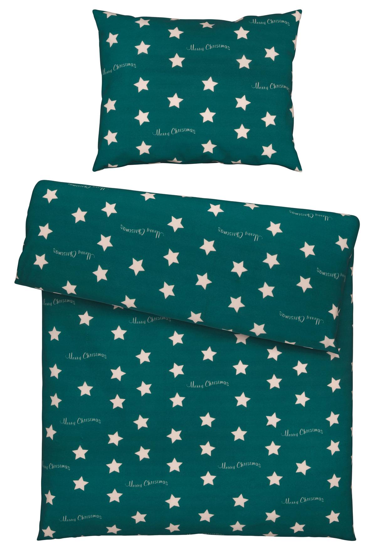 Bettwäsche Stars in Grün ca. 160x210cm - Grün, Konventionell, Textil (160/210cm) - Modern Living