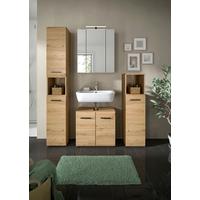 Badezimmer Ice 4-tlg. Eiche Artisan - Schwarz/Eiche Artisan, Basics, Holzwerkstoff/Kunststoff (120cm) - MID.YOU