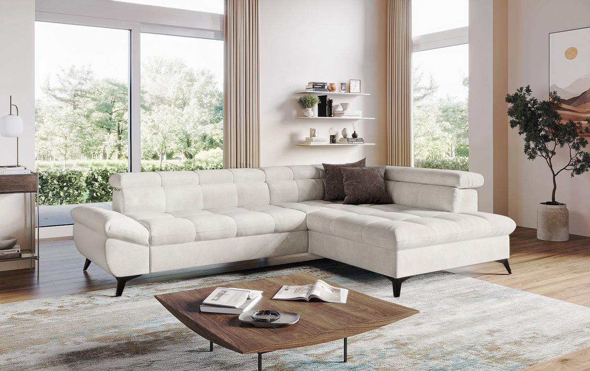 Sarokkanapé Apollo - krémszínű, Modern, faalapú anyag/textil (296/78/201cm) - Mömax