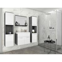 Badmöbel-Set 5-tlg. Montreal XL ca. 120 cm Anthrazit/Weiß - Weiß Hochglanz/Anthrazit, LIFESTYLE, Holzwerkstoff/Metall (120cm) - P & B