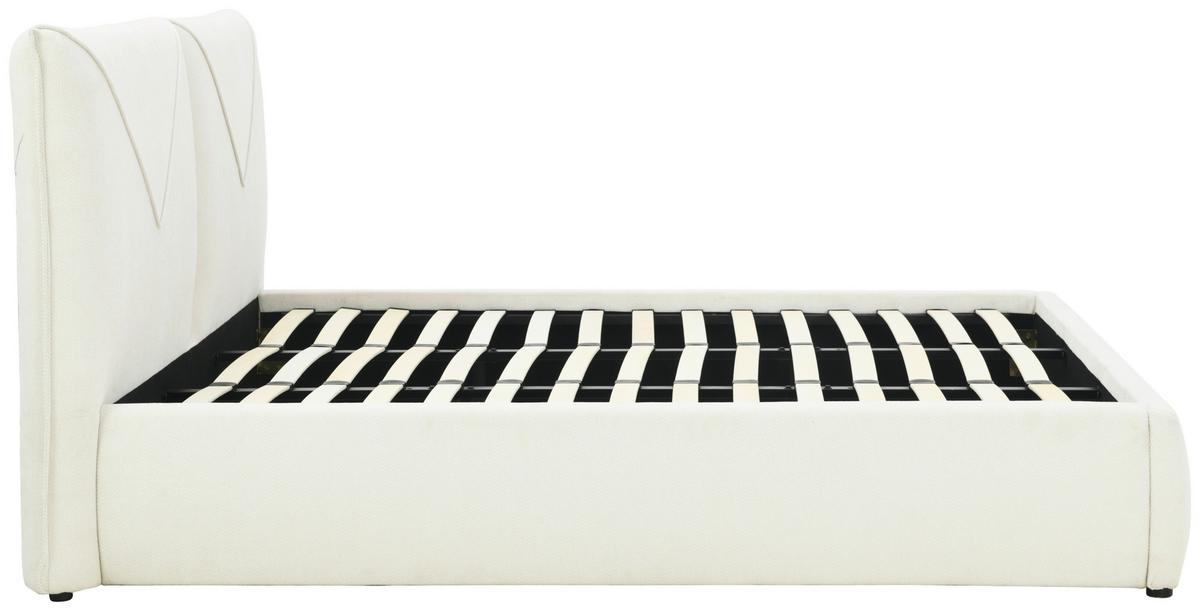 Oblazinjena Postelja Mail, Bela, 180x200cm - črna/bela, Design, kovina/umetna masa (214/111/224cm) - MID.YOU