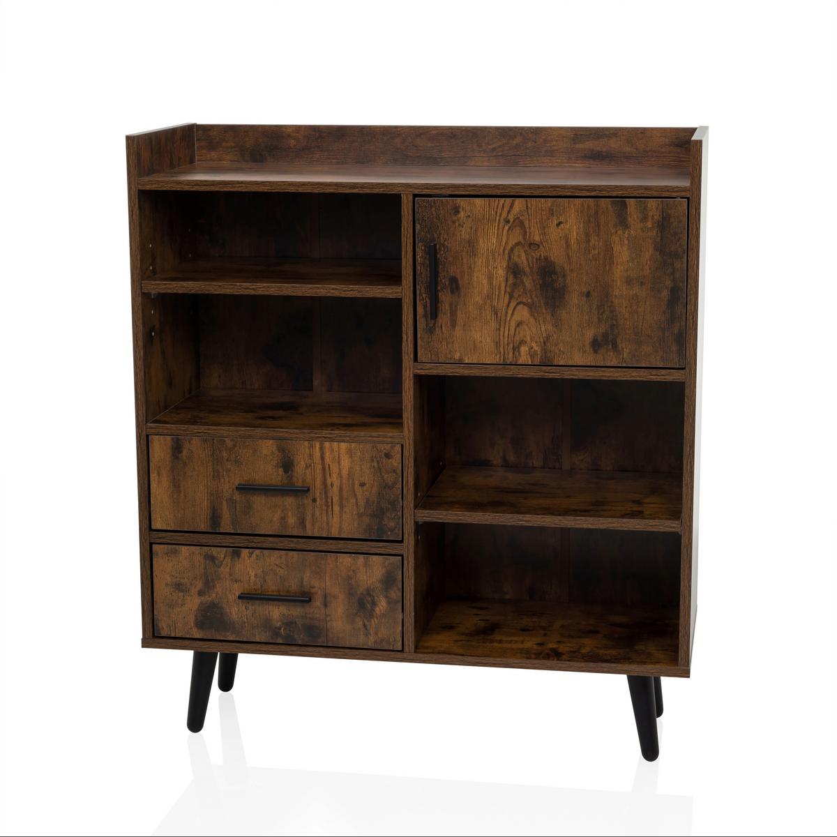 Komoda Myrdal, Rjava, Črna - črna/rjava, Moderno, kovina/leseni material (80/90/30cm) - MID.YOU