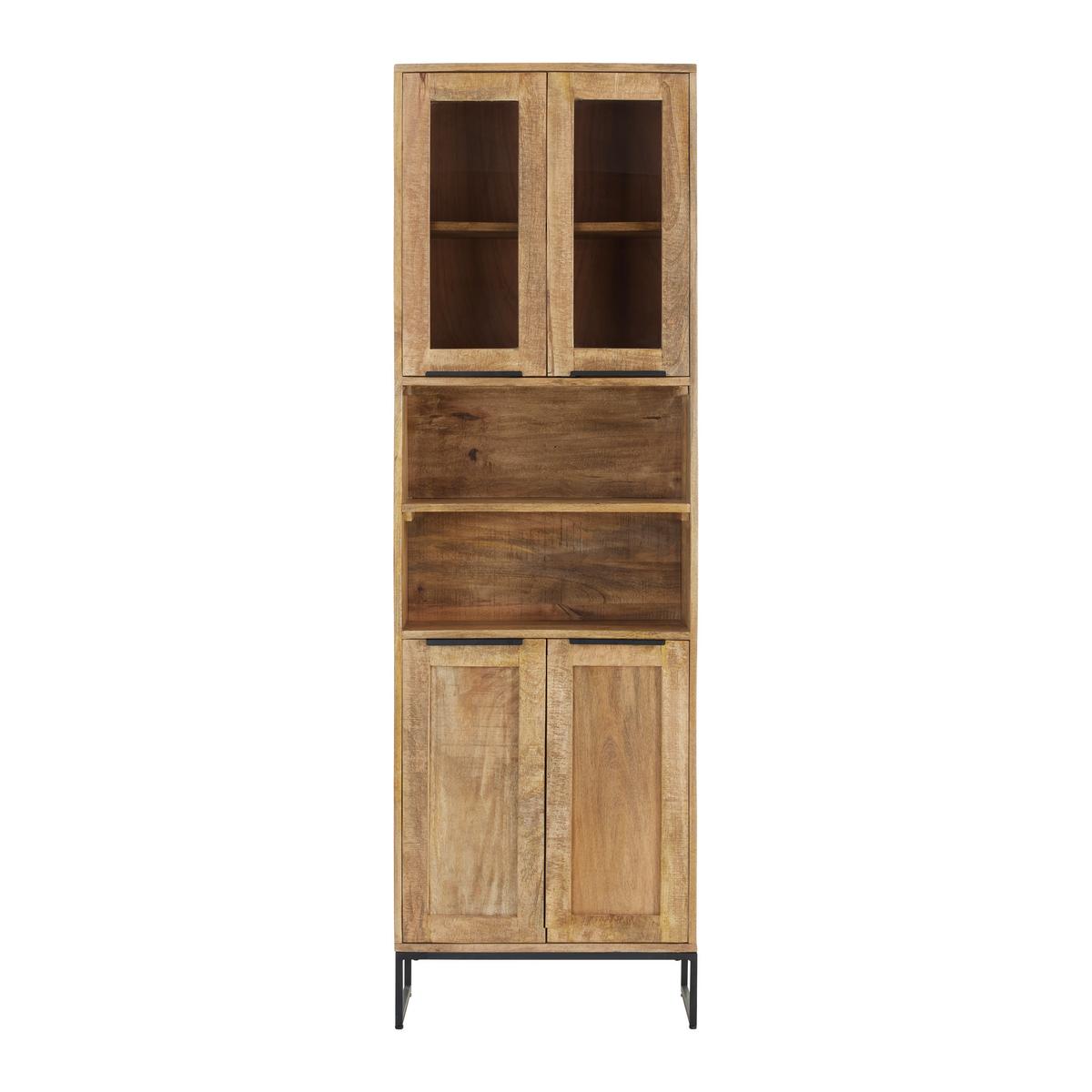 Hochschrank Everest Naturfarben/Schwarz - Schwarz/Naturfarben, Natur, Holz/Metall (60/190/32cm) - Mömax