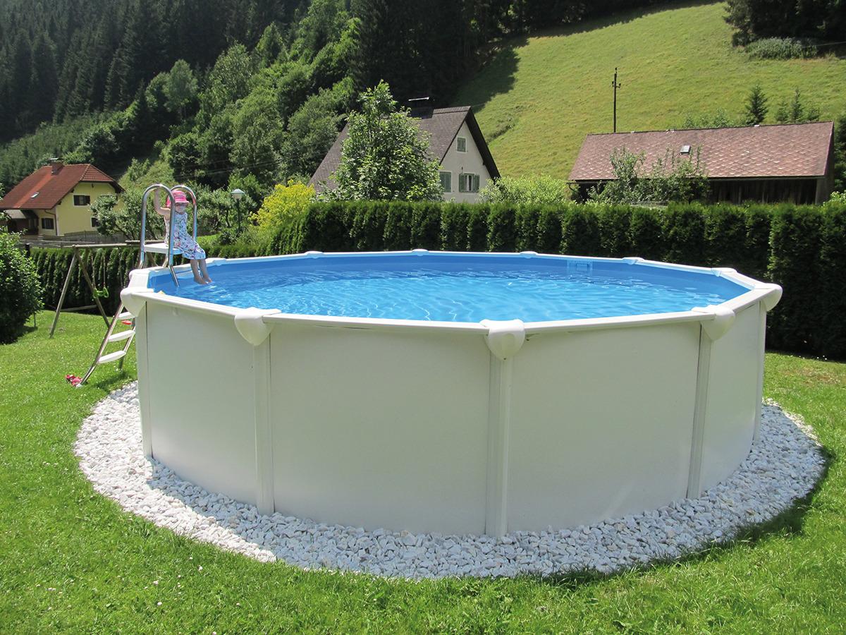 Schwimmbecken Steely Supreme Ø ca. 550cm - Blau/Weiß, MODERN, Kunststoff/Metall (550/132cm)