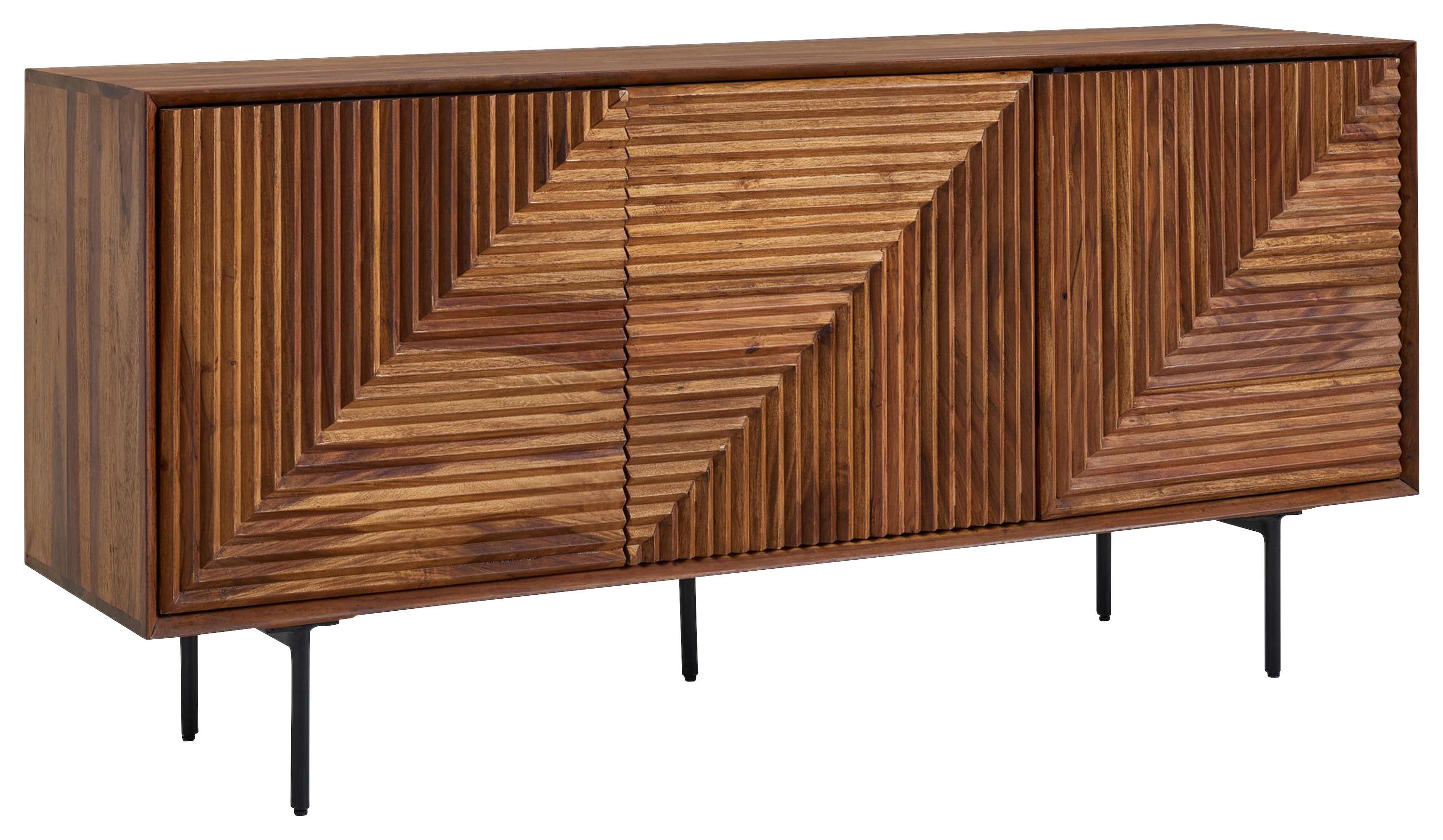Komoda Wohnling, Pravi Les - črna/barve indijskega rožnega lesa, Design, kovina/les (148/72/40cm) - MID.YOU