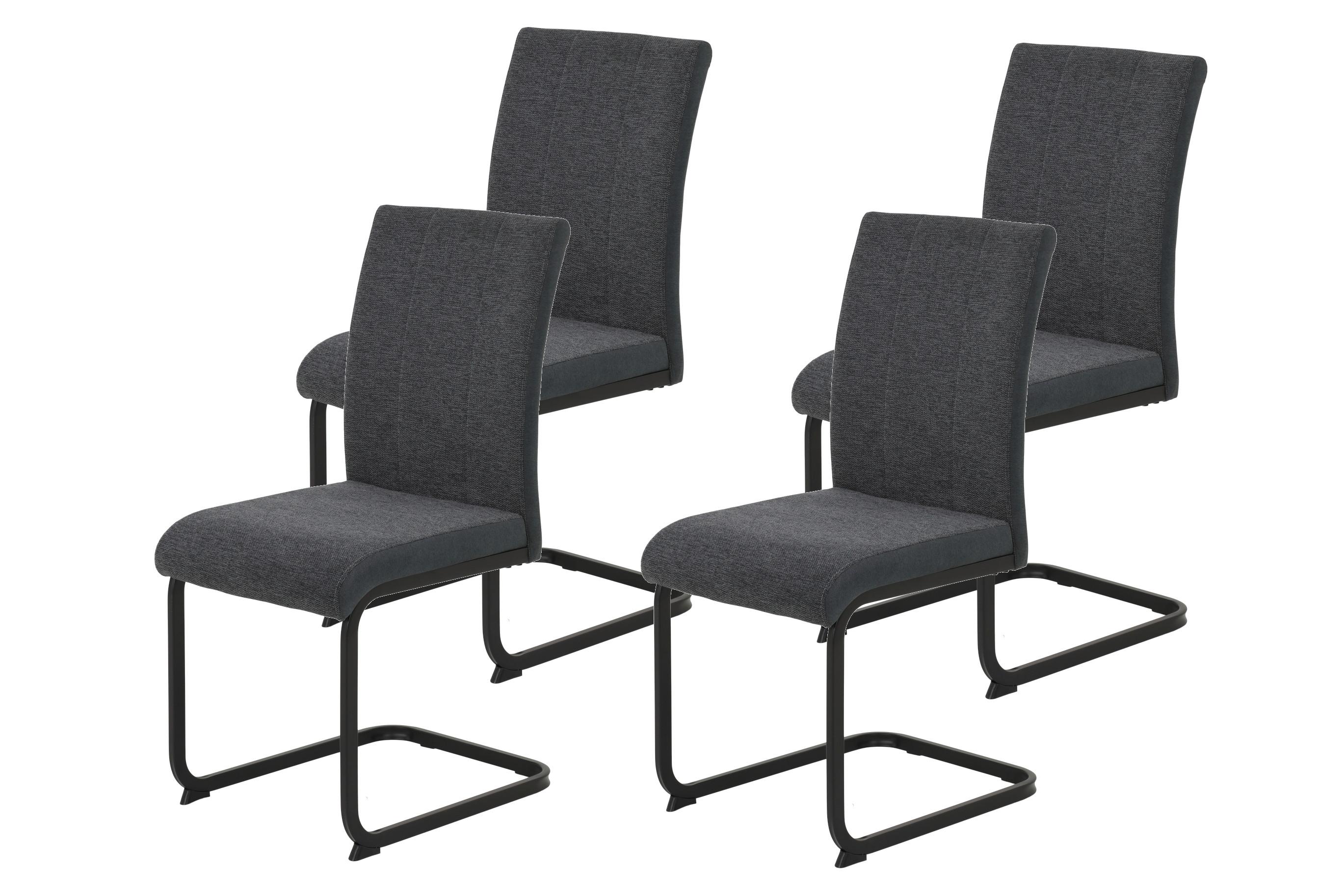 SCHWINGSTUHL-SET LINN S 4ER-SET - Anthrazit/Schwarz, MODERN, Textil/Metall (43/92/52cm) - MID.YOU