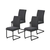 SCHWINGSTUHL-SET LINN S 4ER-SET - Anthrazit/Schwarz, MODERN, Textil/Metall (43/92/52cm) - MID.YOU