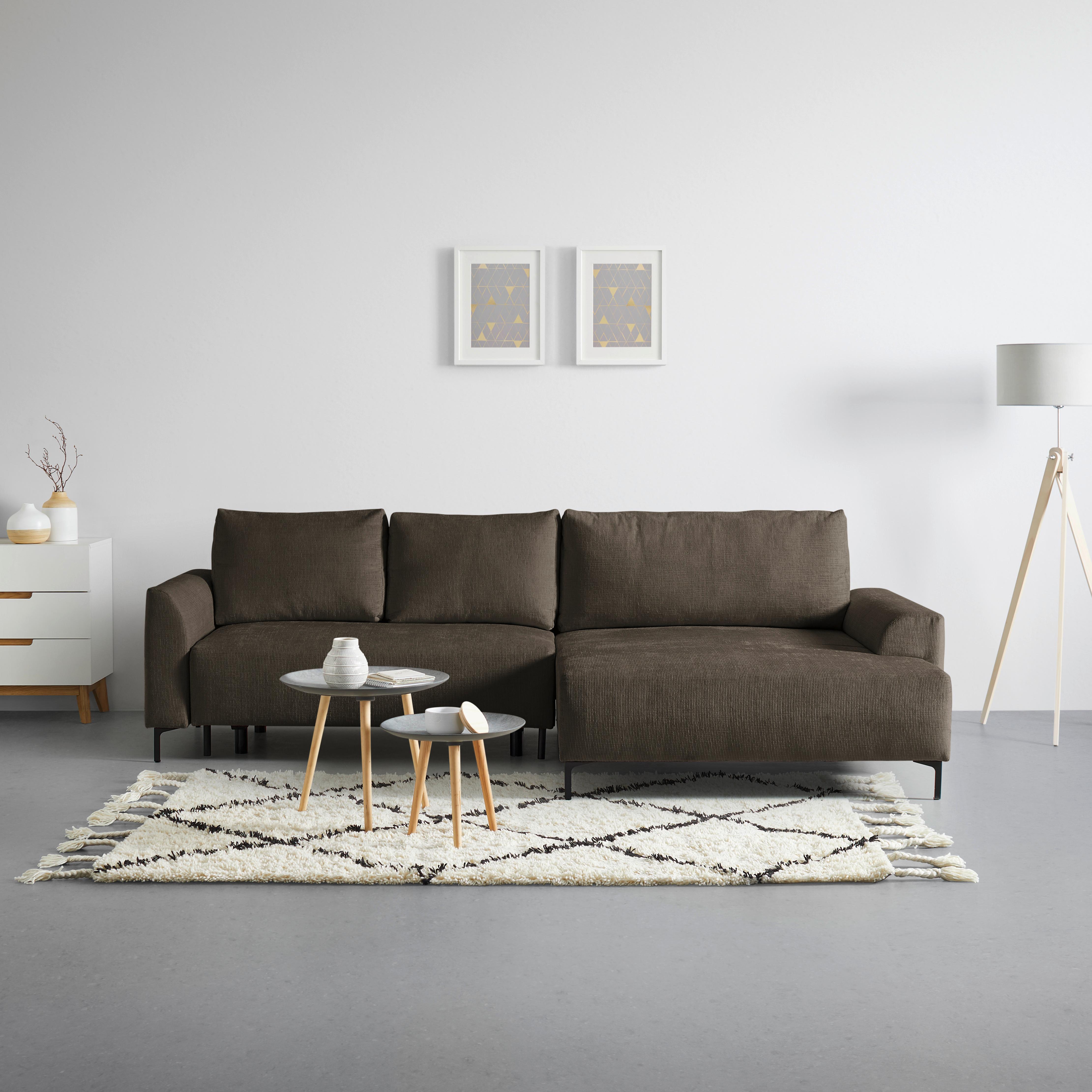 Ecksofa Integra Braun - Schwarz/Braun, Textil/Metall (294/81-93/170cm) - Mömax
