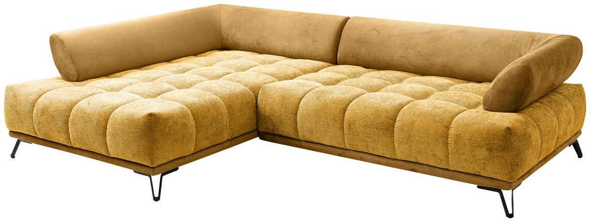 Ugaona Garnitura Largo N - kari žuta/crna, Moderno, tekstil/metal (184/262cm) - Modern Living