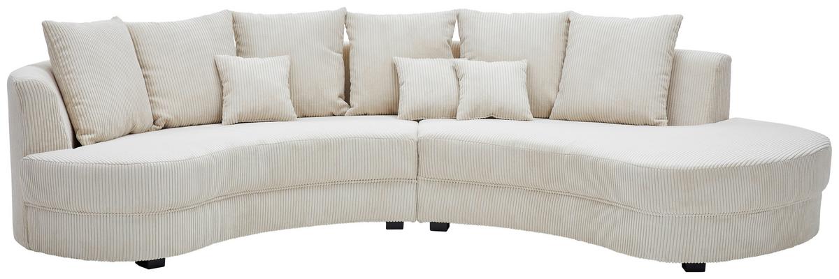 Wohnlandschaft Limoncello beige Cord - Beige/Schwarz, Design, Kunststoff/Textil (300/160cm) - Livetastic