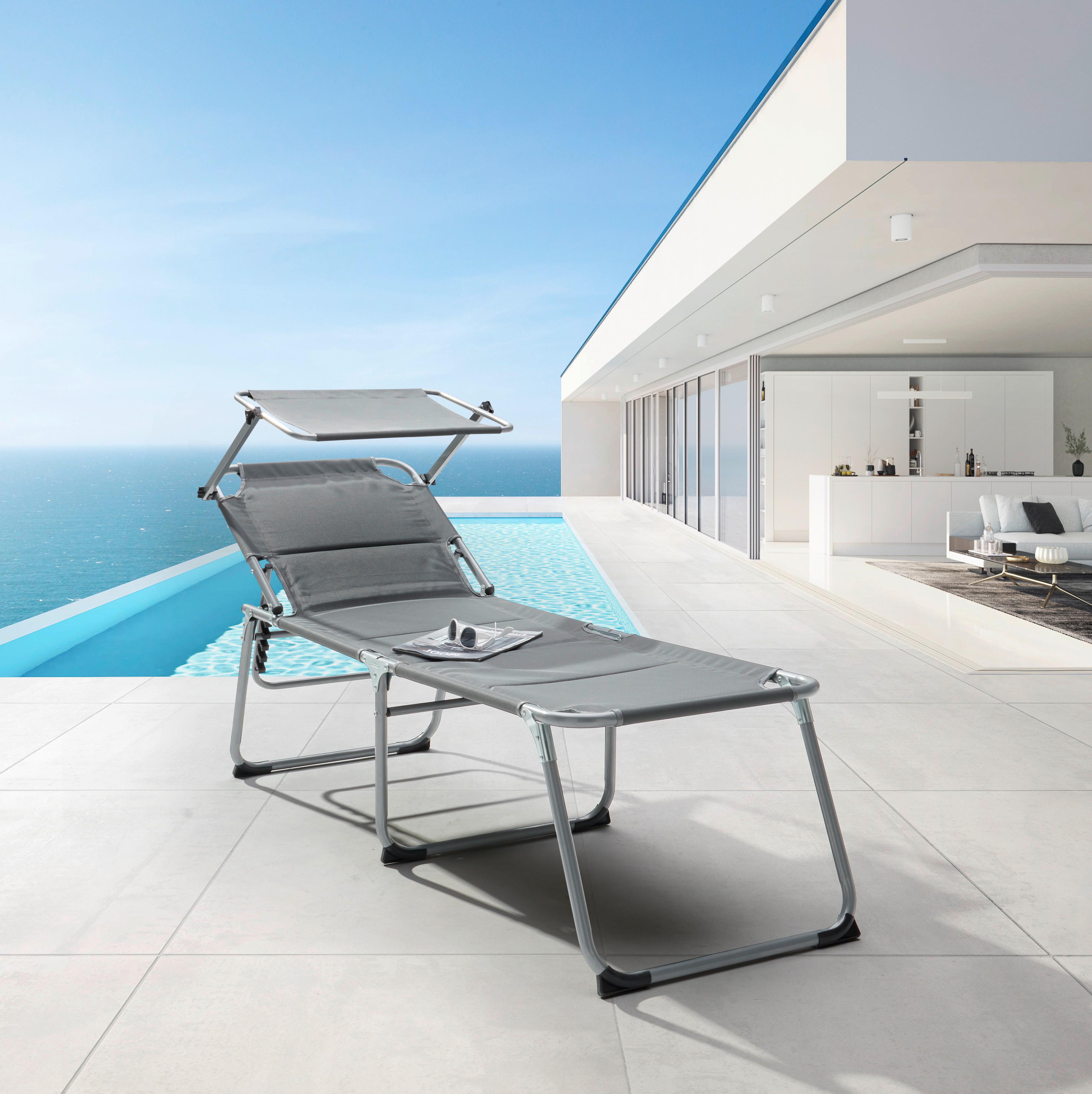 Gartenliege Harald Grau - Grau, MODERN, Textil/Metall (196/45/59cm) - Mömax