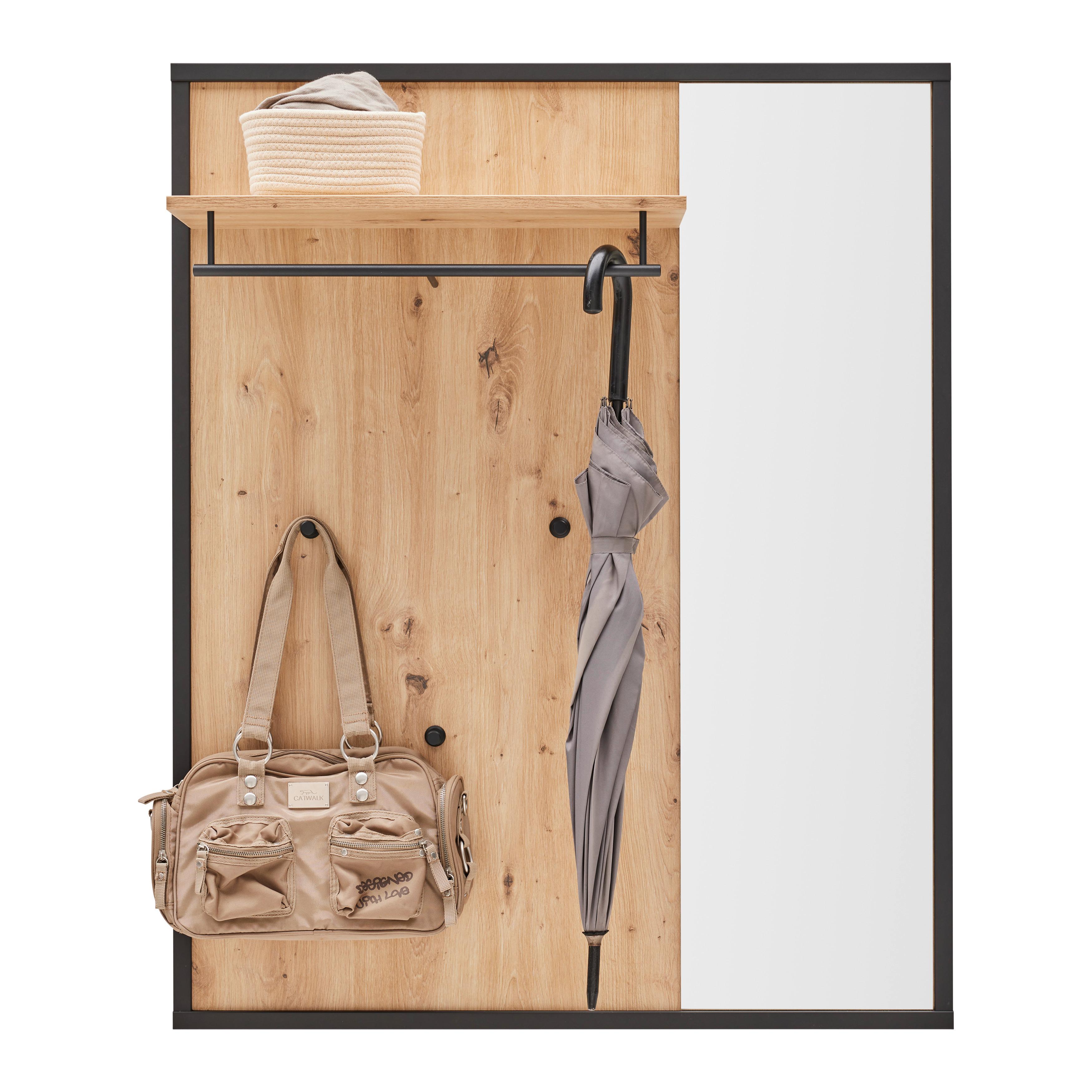 Garderobenpaneel Florenz Grau/Eiche Artisan - Eiche Artisan/Grau, MODERN, Glas/Holzwerkstoff (94/116/2,6cm) - Premium Living