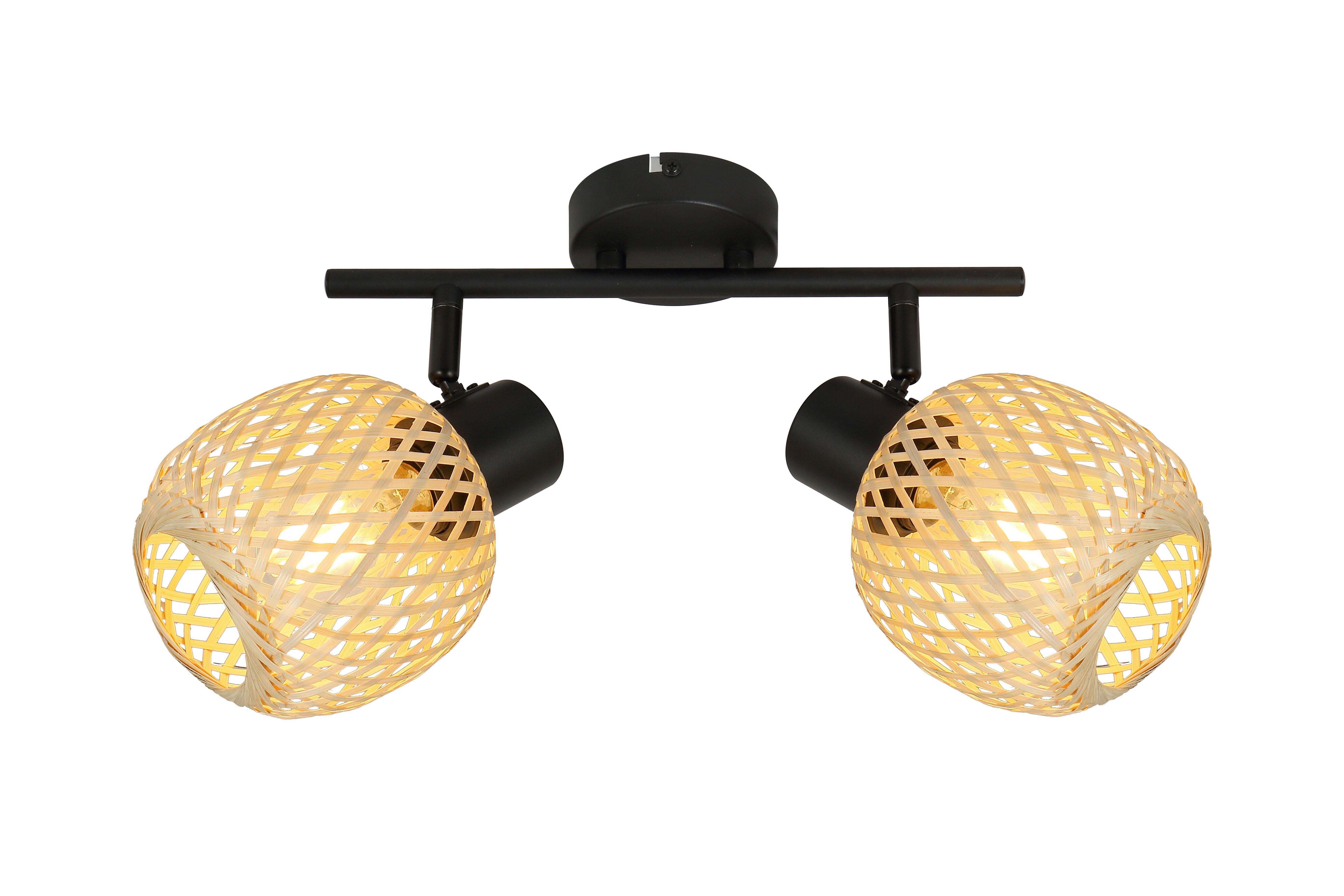 Deckenleuchte Natur Schwarz/Beige max. 5 Watt - Beige/Schwarz, MODERN, Naturmaterialien/Metall (30/12/17cm)