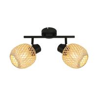 Deckenleuchte Natur Schwarz/Beige max. 5 Watt - Beige/Schwarz, MODERN, Naturmaterialien/Metall (30/12/17cm)